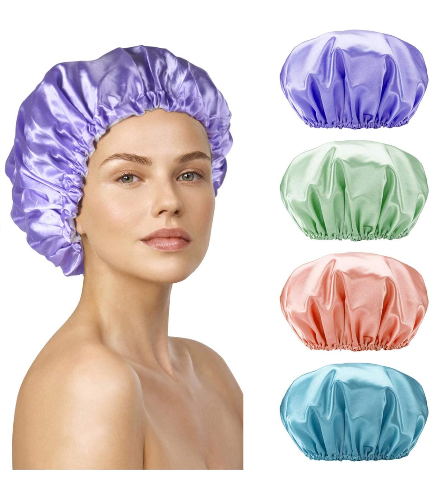 SMILCO Shower Cap 4 Pack for Women - Double Waterproof Layers, Reusable EVA Hair Caps for Hair Protection - Buy Online on GoSupps.com