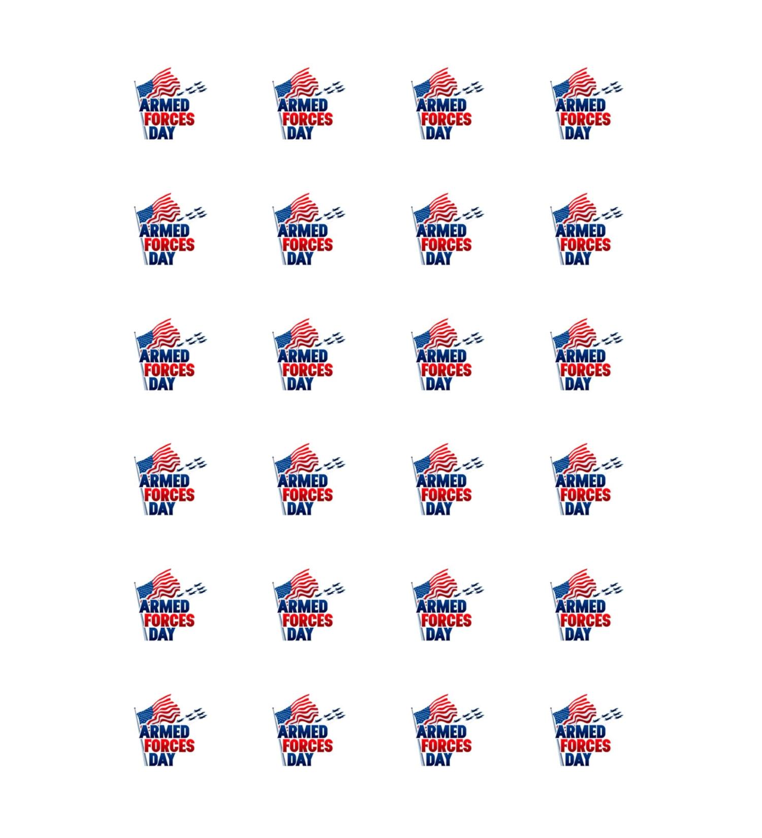 24 x Armed Forces Day Edible Wafer or Icing Cupcake Topper Fun Party Cake Decorations Perfect For Brownies Cookies Muffins & More! (Premium Icing Sheet)