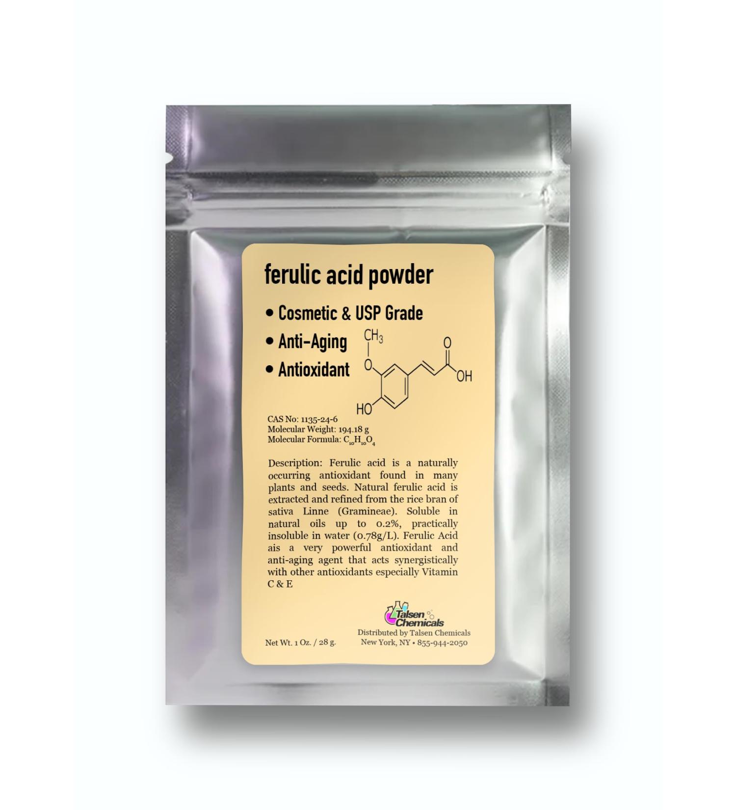 99% Pure Ferulic Acid Powder - Natural Antioxidant for Anti-Aging & DIY Skincare (1 Oz) - International Shipping Available - Buy Online on GoSupps.com