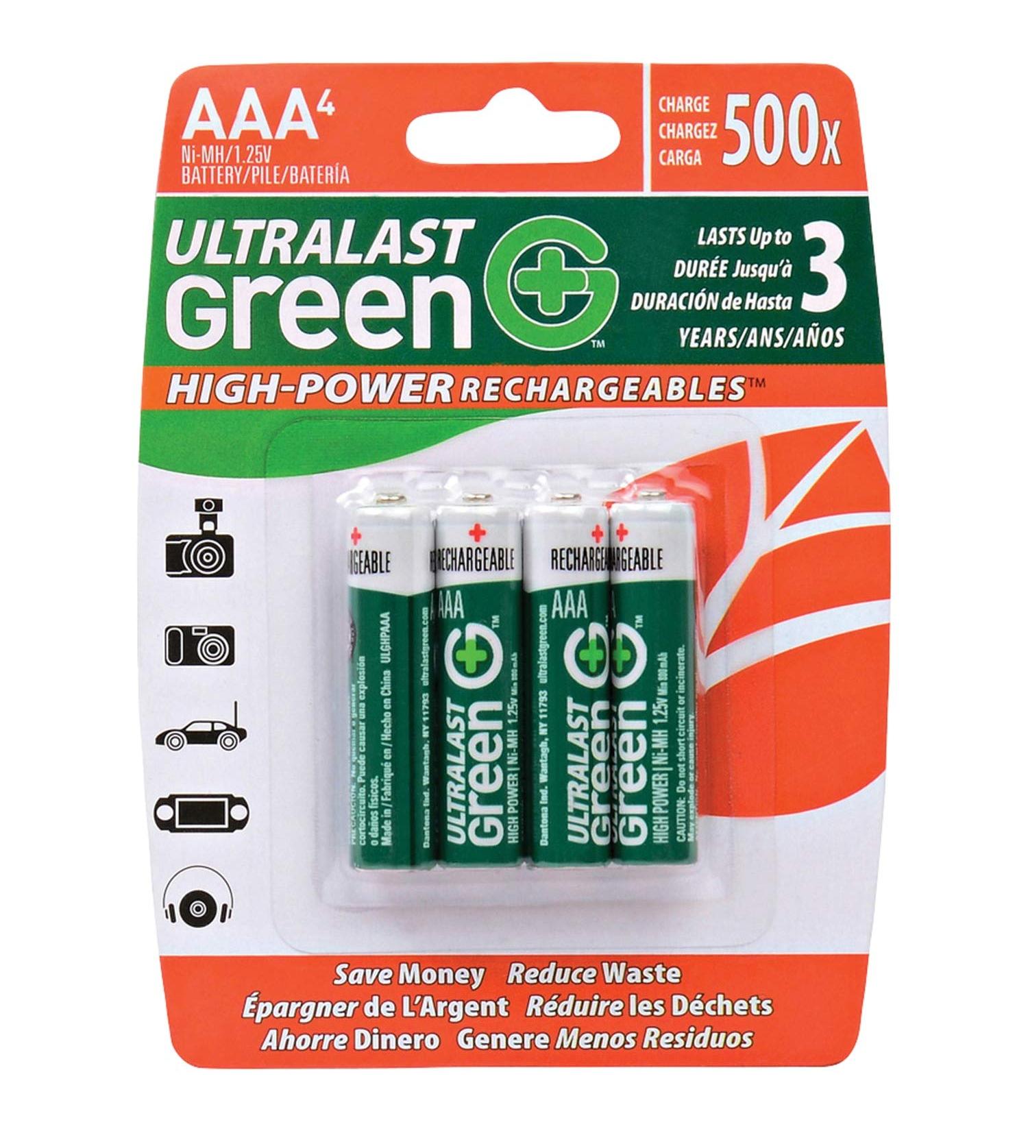 ULGHP4AAA AAA Green High-Power Rechargeable Battery - Retail Packaging (4-Pack)