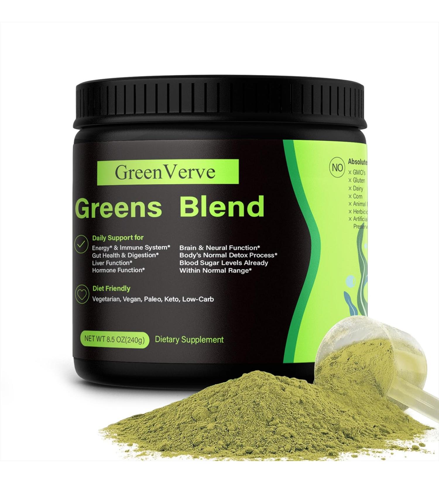  RASPIO Green Superfood Vegetable Nutritional Powder - Natural Fruit and Vegetable Blend Sugar Free 180g Jar - Buy Online on GoSupps.com