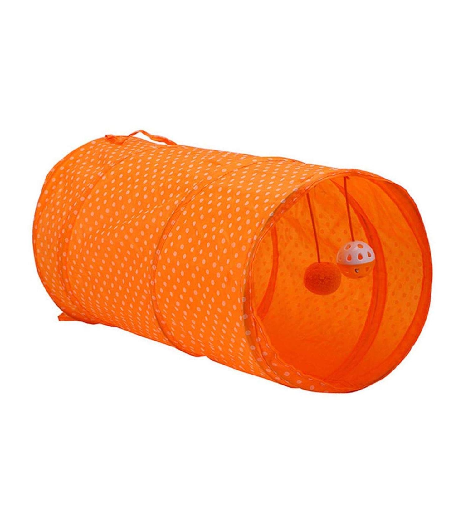 Pet Tunnel Tube Toy Orange Foldable Cat Dog Play Interactive Training Puppy Outdoor Indoor Supplies - Buy Online on GoSupps.com
