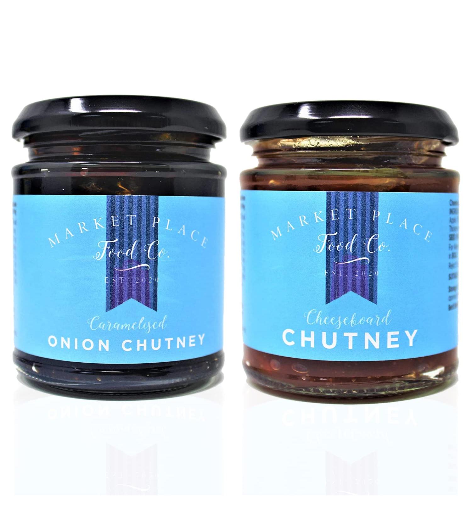 Chutneys Gift Set - Market Place Food Co. Cheeseboard and Caramelised Onion Chutney - Savoury Vegan Food Gifts for Men and Women - Buy Online on GoSupps.com