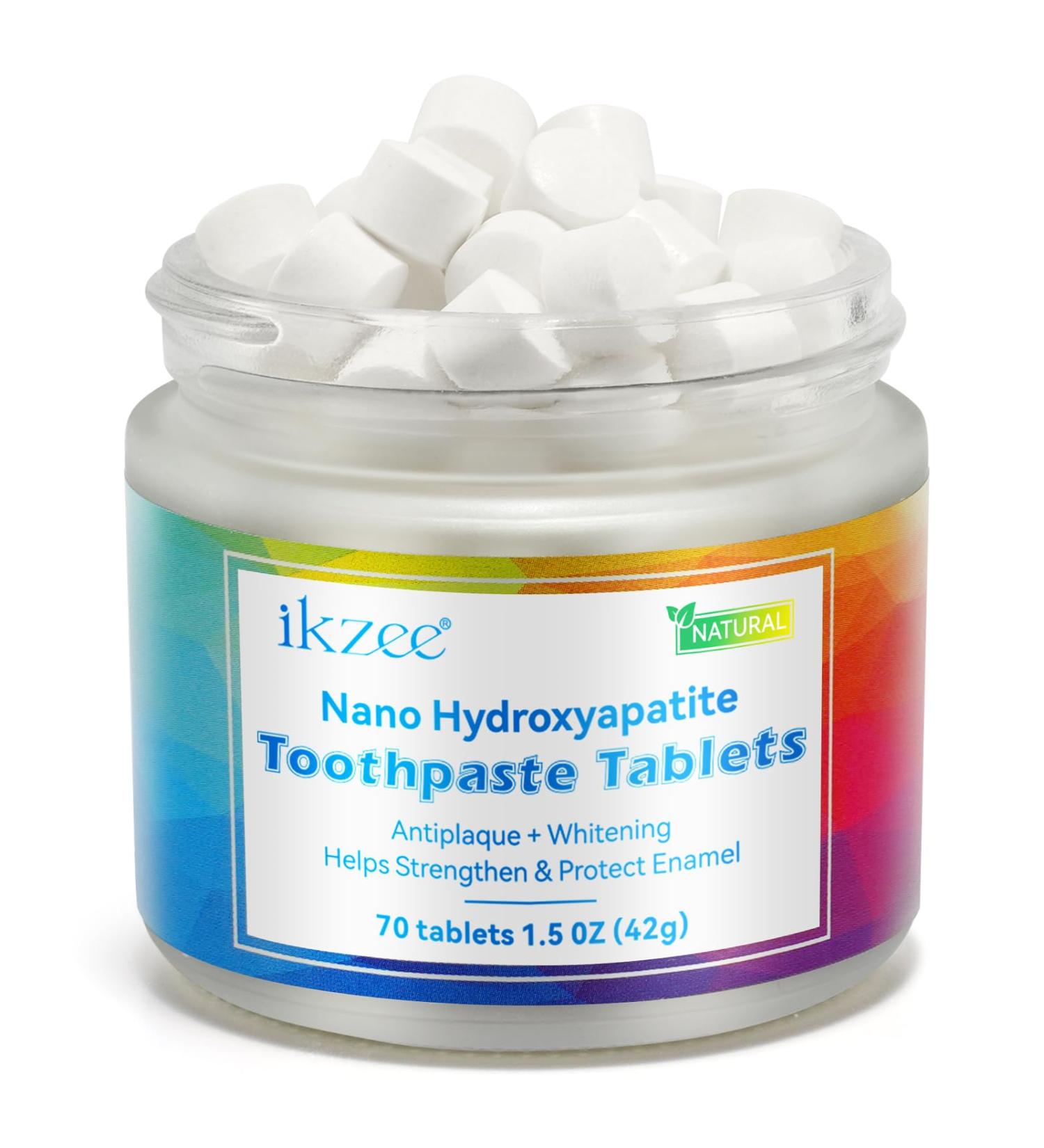 Nano Hydroxyapatite Toothpaste Tablets | Fluoride Free Eco-Friendly Freshens Breath - 70 Chewable Tablets - Buy Online on GoSupps.com