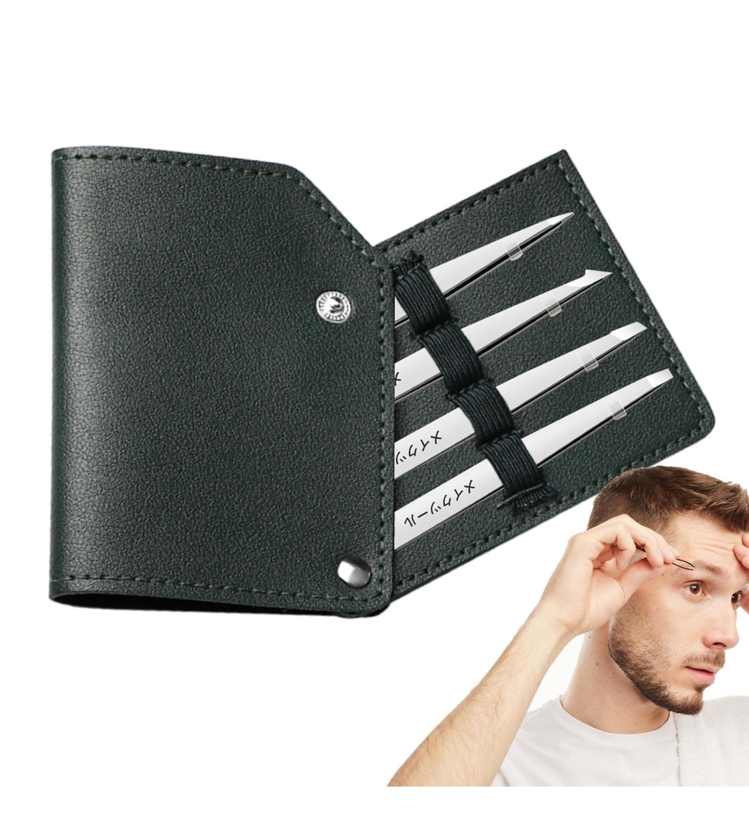 Stainless Steel Eyebrow Cutters & Tweezers Set - Precision Shaping Clips - 4-Piece Metal Nail & Eyebrow Tool Set in Dark Green - Buy Online on GoSupps.com