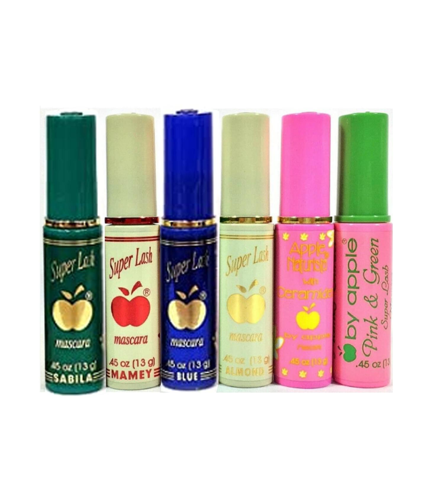 DEALPLUSDEAL Apple Super Lash Mascara Set - 6-Piece Color Set for Natural Volume and Growth, Intense and Long-Lasting Eye Makeup - 5 Black + 1 Blue - Buy Online on GoSupps.com