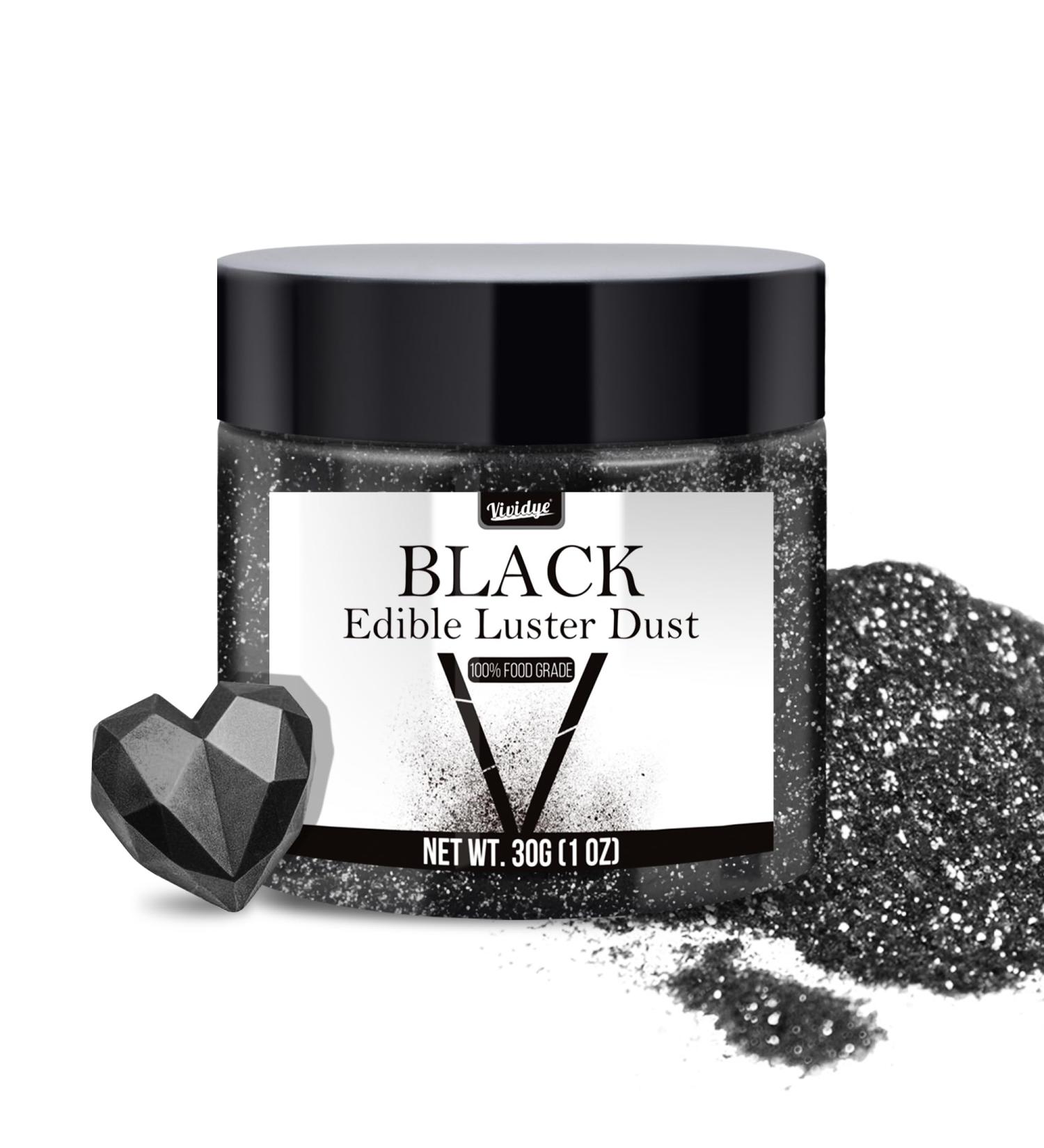 Edible Glitter Powder - 30g Black Metallic Food Coloring for Drinks Cakes & Cocktails | Edible Glitter Dust for Creative Baking - Buy Online on GoSupps.com
