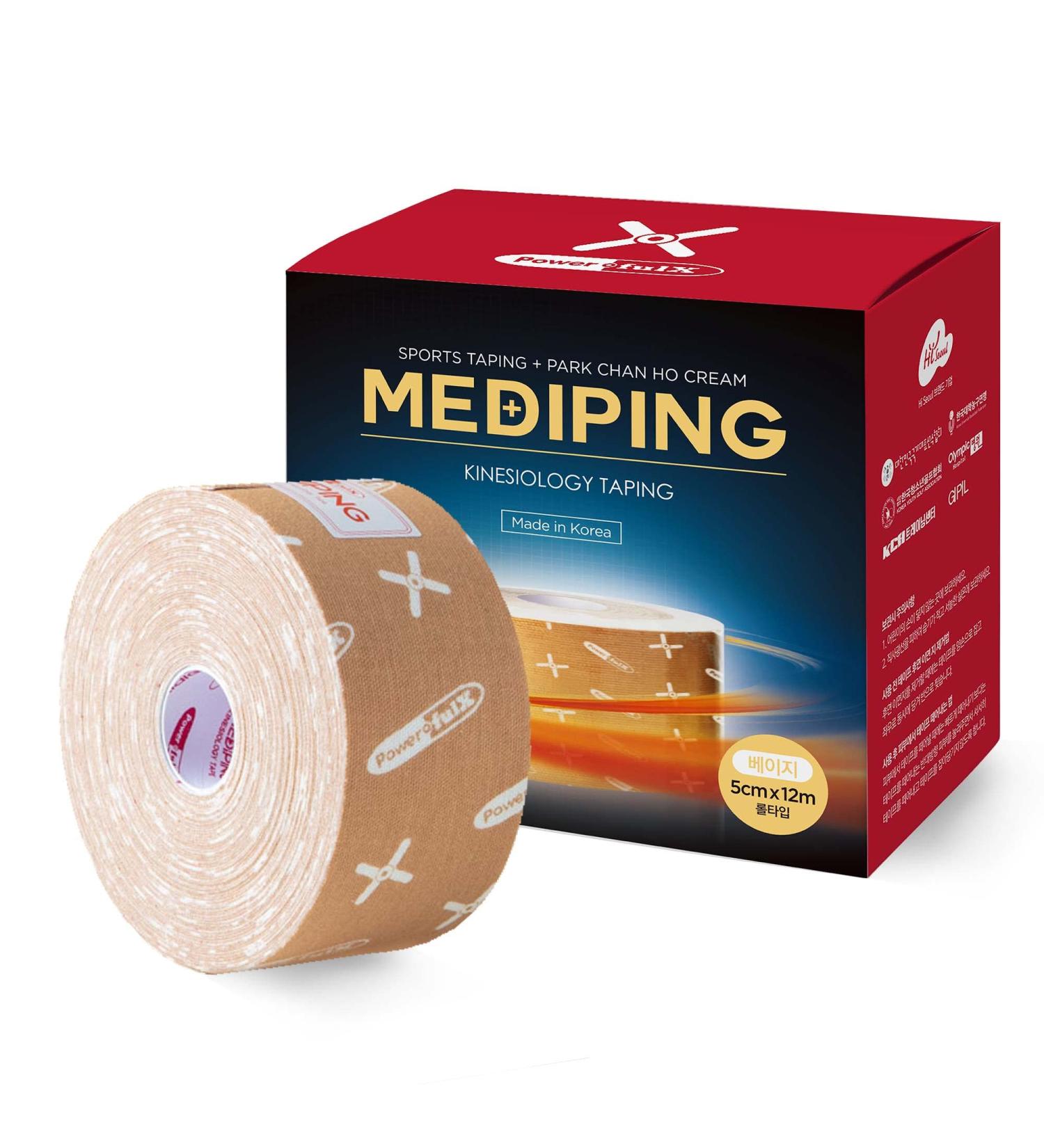Powerful-X MEDIPING Sports Tape & Recovery Cream | Kinesiology Athletic Tape for Pain Relief | 39 ft Roll in Beige - Buy Online on GoSupps.com