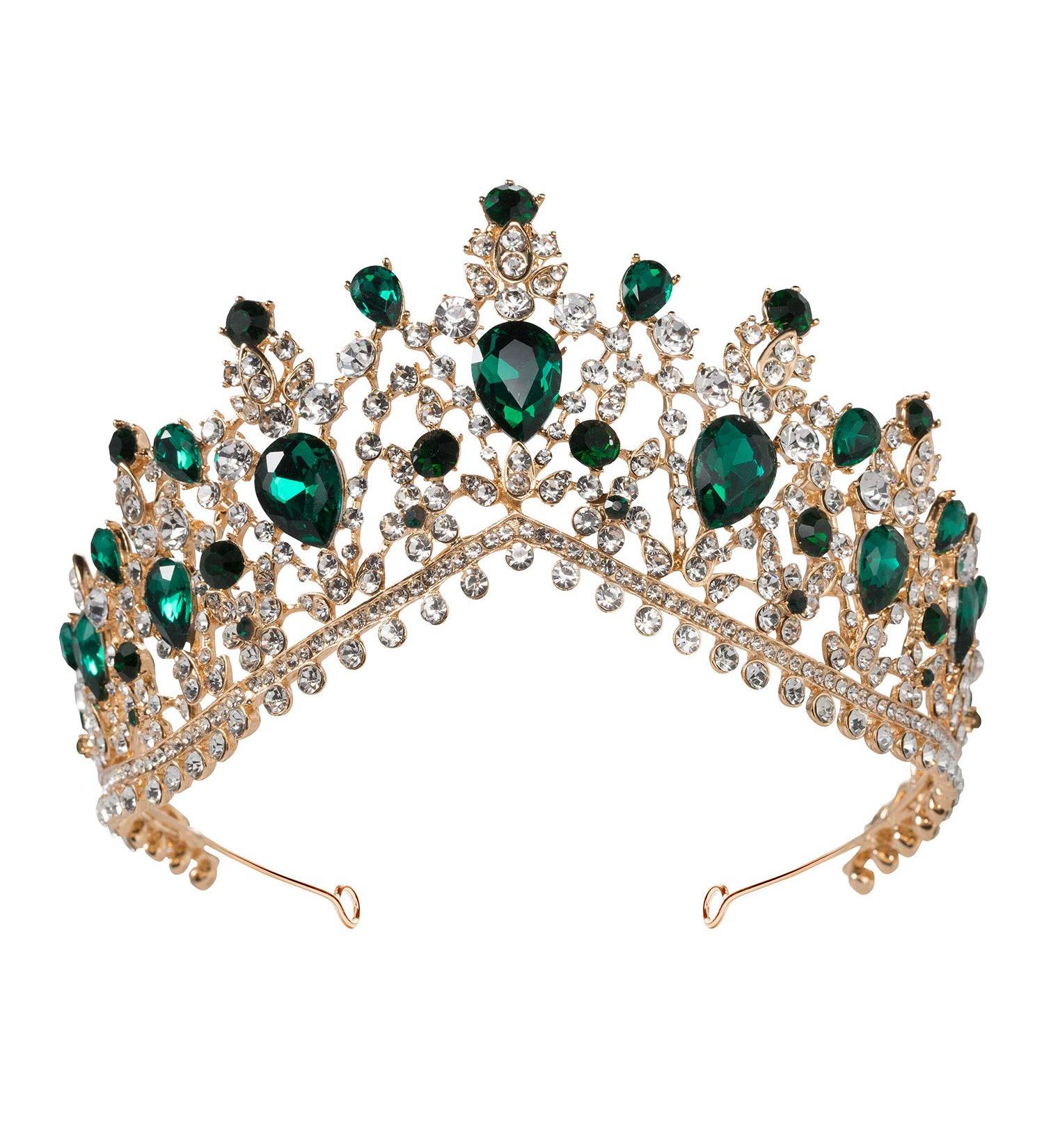 SWEETV Emerald Green Bridal Crown Princess Tiara Headband - Costume Party Accessories - Buy Online on GoSupps.com