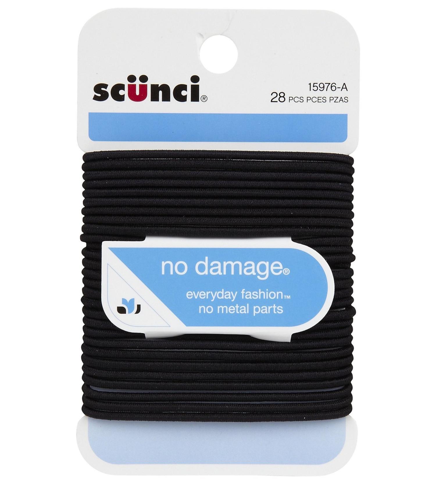 Scunci No Damage Elastic Hair Bands  Black  Medium (1597603A048) Black 28 Count (Pack of 1)