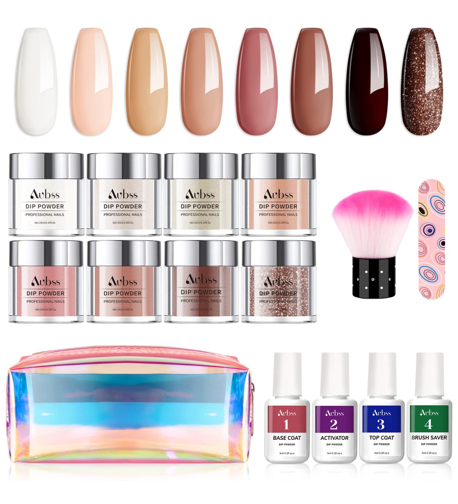 Aubss Fall Color Dip Powder Nail Kit - 8 Brown Dipping Powder Set for DIY Manicure - Buy Online on GoSupps.com