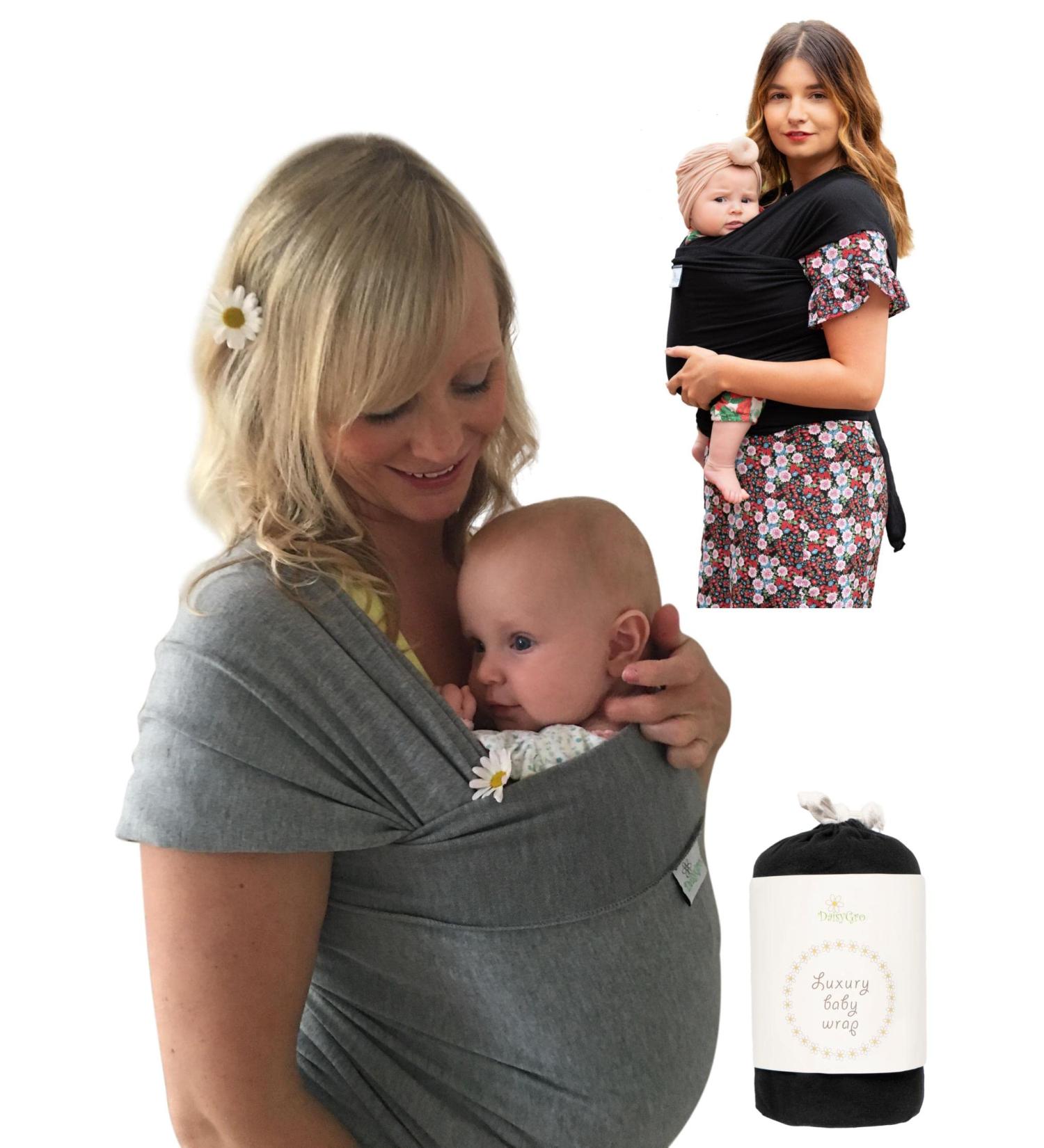 DaisyGro Certified Organic Baby Sling Carrier | GOTS Organic | CPSC Safety Tested | Small/Medium or Plus Size | Grey - Buy Online on GoSupps.com