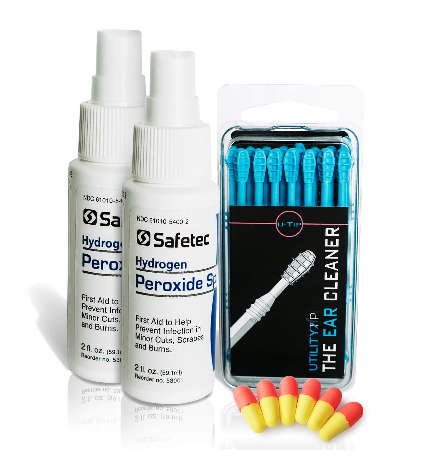 Utility Tip Master Ear Cleaning Kit - Reusable Wax Remover with Hydrogen Peroxide Sprays, Spiral Cleaner Tips, and Ear Plugs - All-In-One Solution - Buy Online on GoSupps.com
