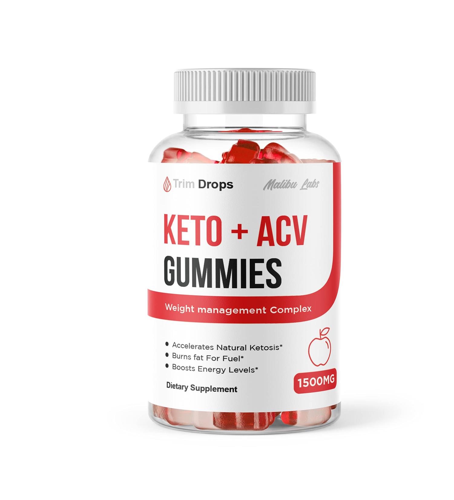 Trim Drop ACV Gummies 1500mg Time-Released Ketosis Support - 30 Day Supply - Ketogenic Supplement with Apple Cider Vinegar - Shark Gummy - Pack of 1 - Buy Online on GoSupps.com