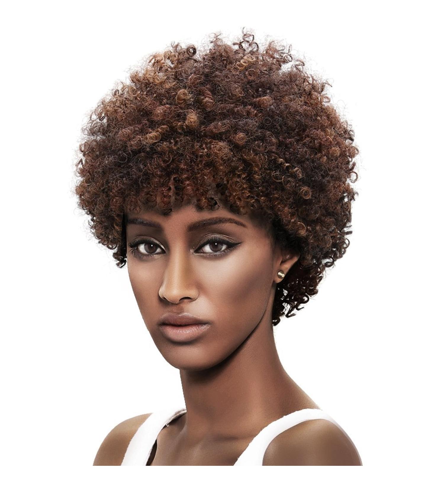 100% Brazilian Hair Afro Wig for Black Women - Short Curly 5 Inch - Dark Blonde, Medium Auburn, Dark Brown - Beauty Personal Care - Buy Online on GoSupps.com