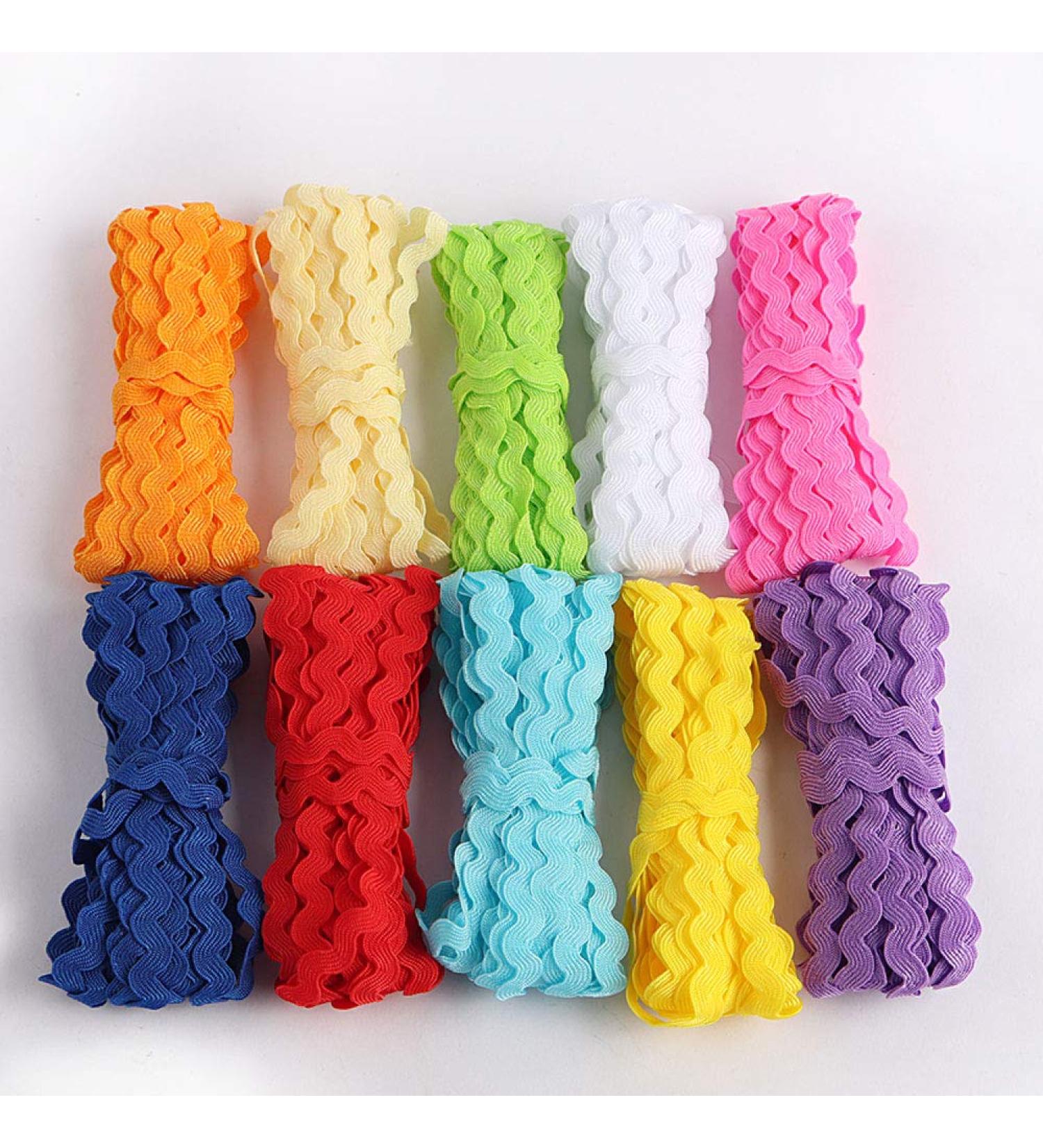 Colorful 5mm Rick Rack Fringe Trim - 50 Yards, Ideal for DIY Clothes, Dressmaking, and Party Decoration in 10 Vibrant Colors - Buy Online on GoSupps.com