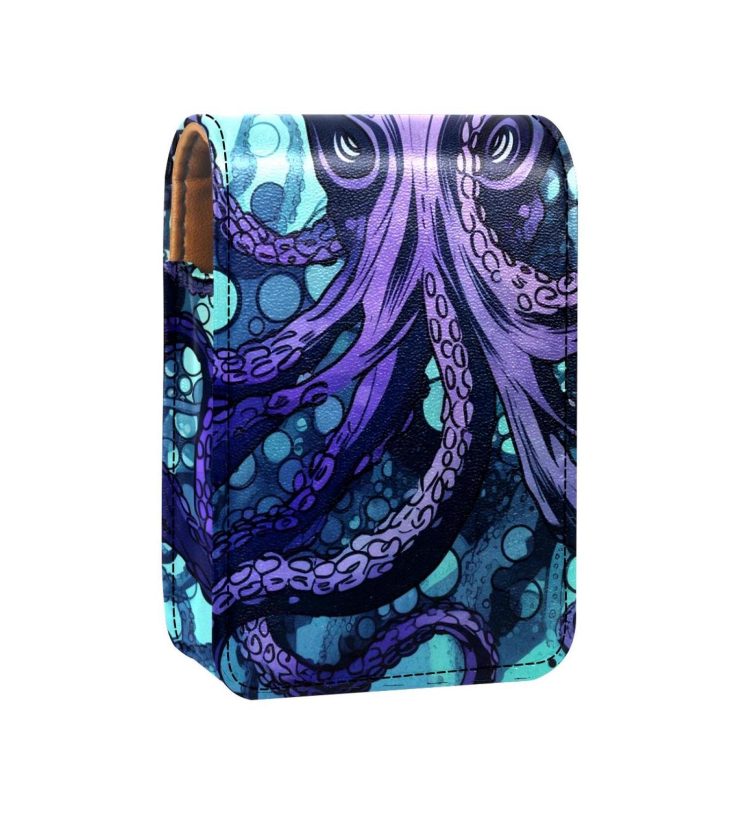 Buy Premium Leather Lipstick Case Organizer with Mirror | Mini Lip Gloss Holder Bag - Fish Ocean Devilfish C605l9sook - International Shipping Available - Buy Online on GoSupps.com