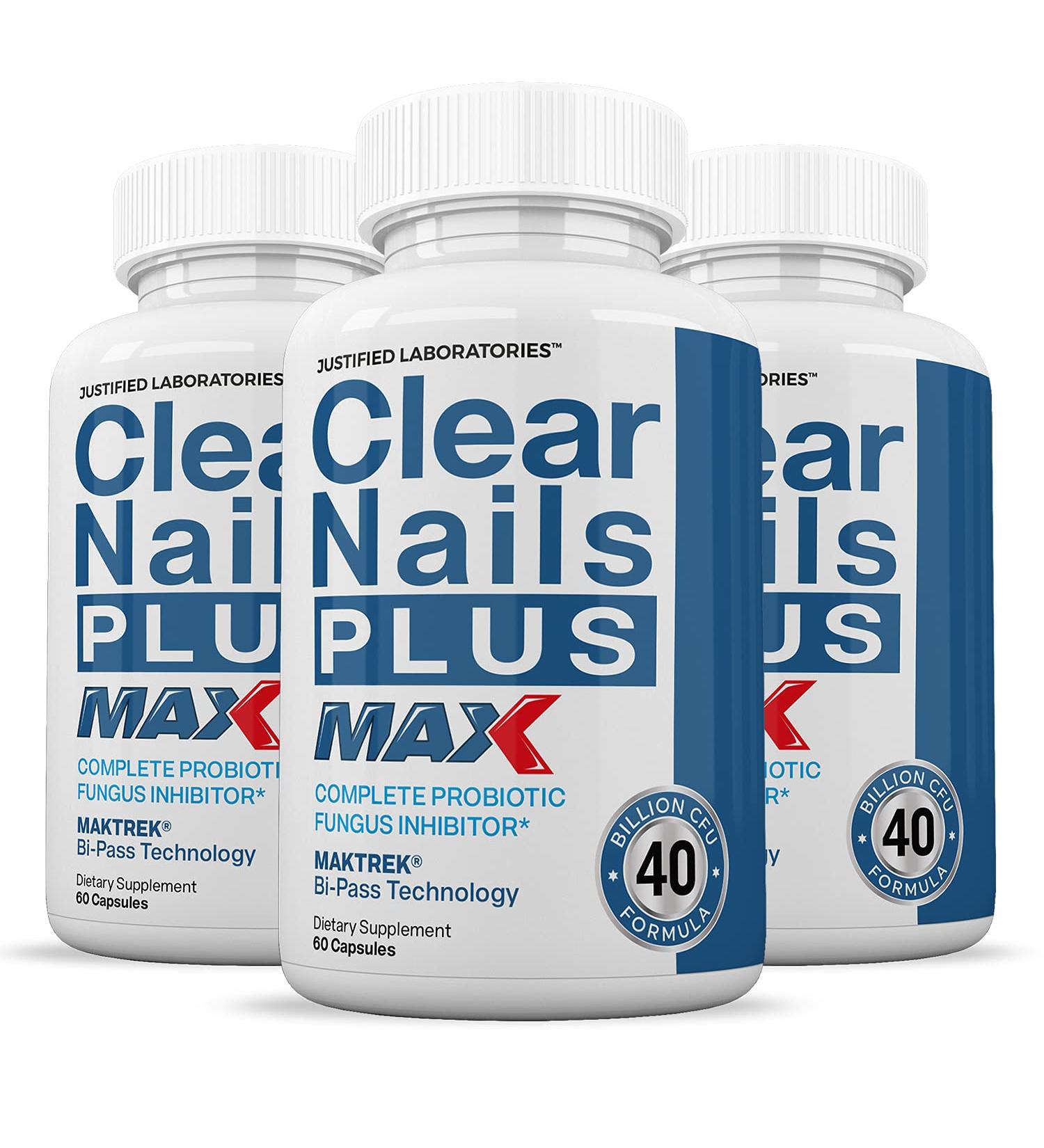 Justified Laboratories Clear Nails Plus Max | 3 Pack Probiotic 40 Billion CFU | Strong Healthy Hair Skin Nails | 180 Capsules - International Shipping - Buy Online on GoSupps.com