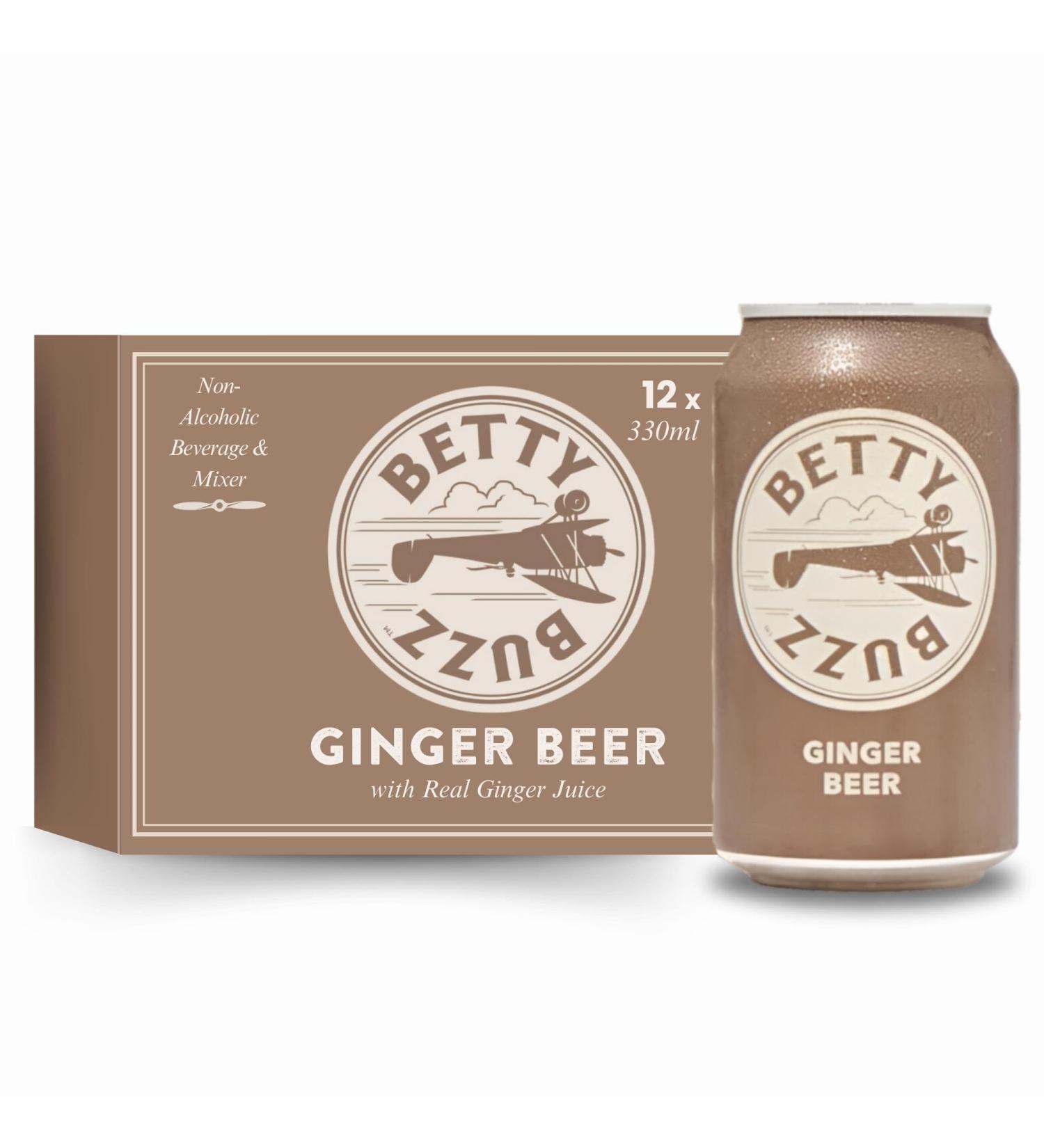 Blake Lively's Betty Buzz Sparkling Ginger Beer - Natural Flavours, Clean Ingredients - 12 x 330ml Cans - Buy Online on GoSupps.com