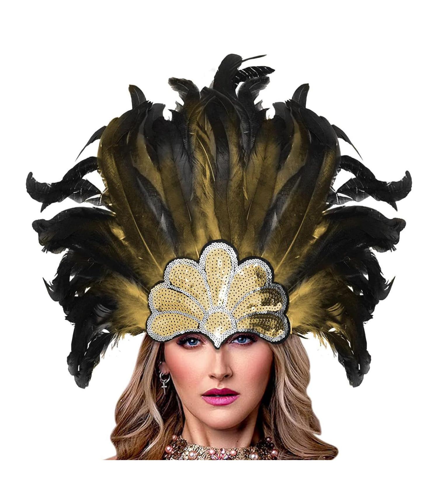 amangul Ethnic Style Halloween Cosplay Indian Headbands with Feather Eye-catching Headbands for Women for Masquerade Party - Buy Online on GoSupps.com