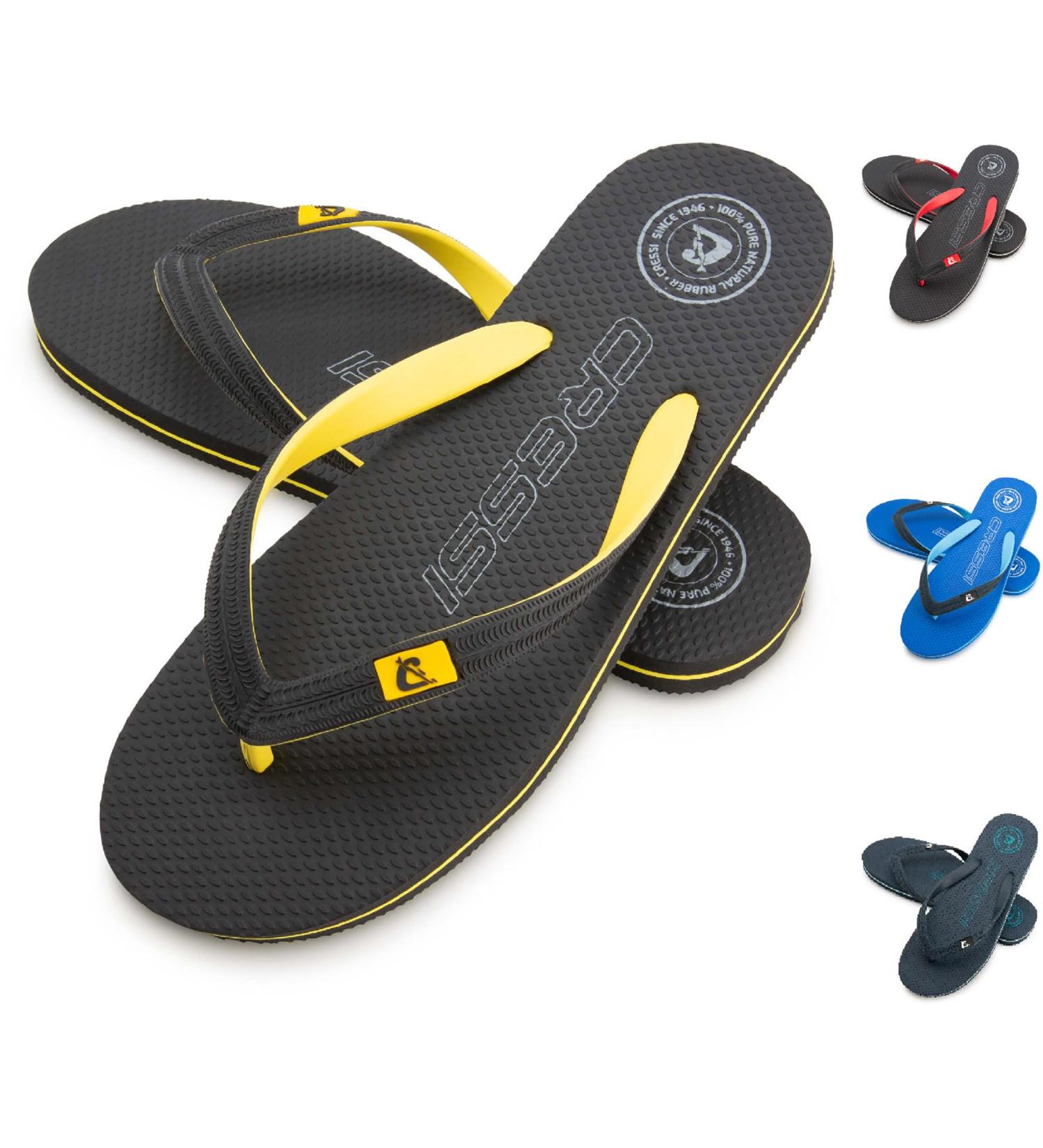 CRESSI Leaf Flip Flop - Unisex Black & Yellow Beach & Pool Footwear 45/46 EU - International Shipping Available - Buy Online on GoSupps.com