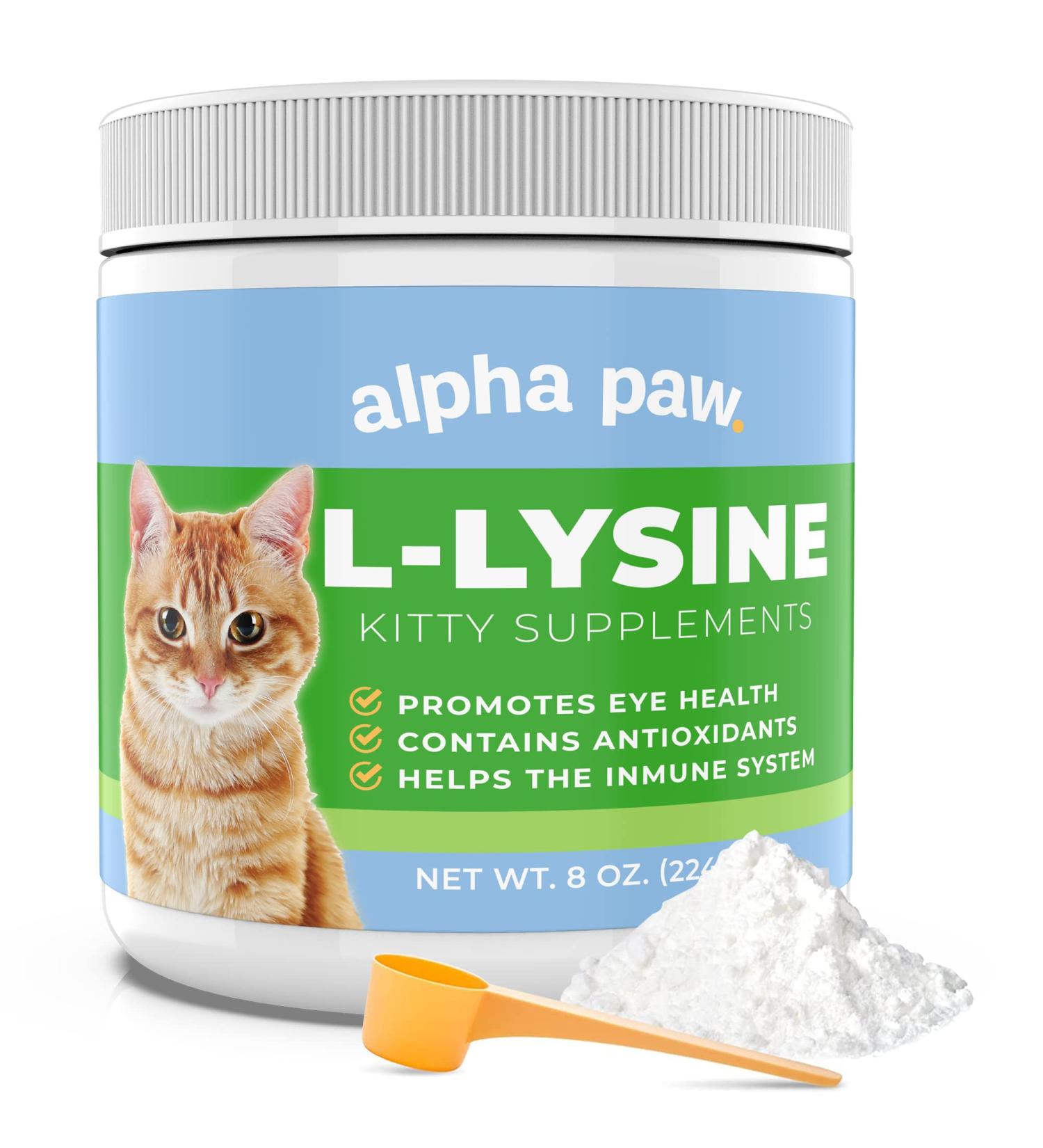 Alpha Paw Cat Lysine Supplement - 8oz/225g - Immune & Respiratory Support - 5-10 Months Supply - Buy Online on GoSupps.com