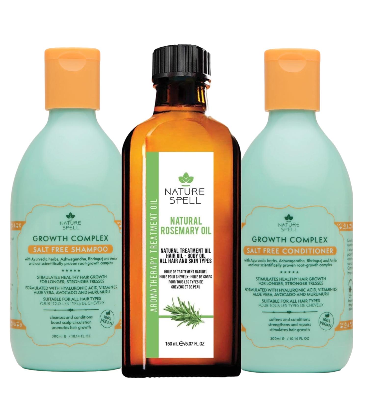 Nature Spell Rosemary Oil with Hair Growth Shampoo and Conditioner Rosemary Hair Oil with Growth Complex Shampoo and Conditioner Set Pack of 3 Gift Set 150ml x1 300mlx2 - Buy Online on GoSupps.com