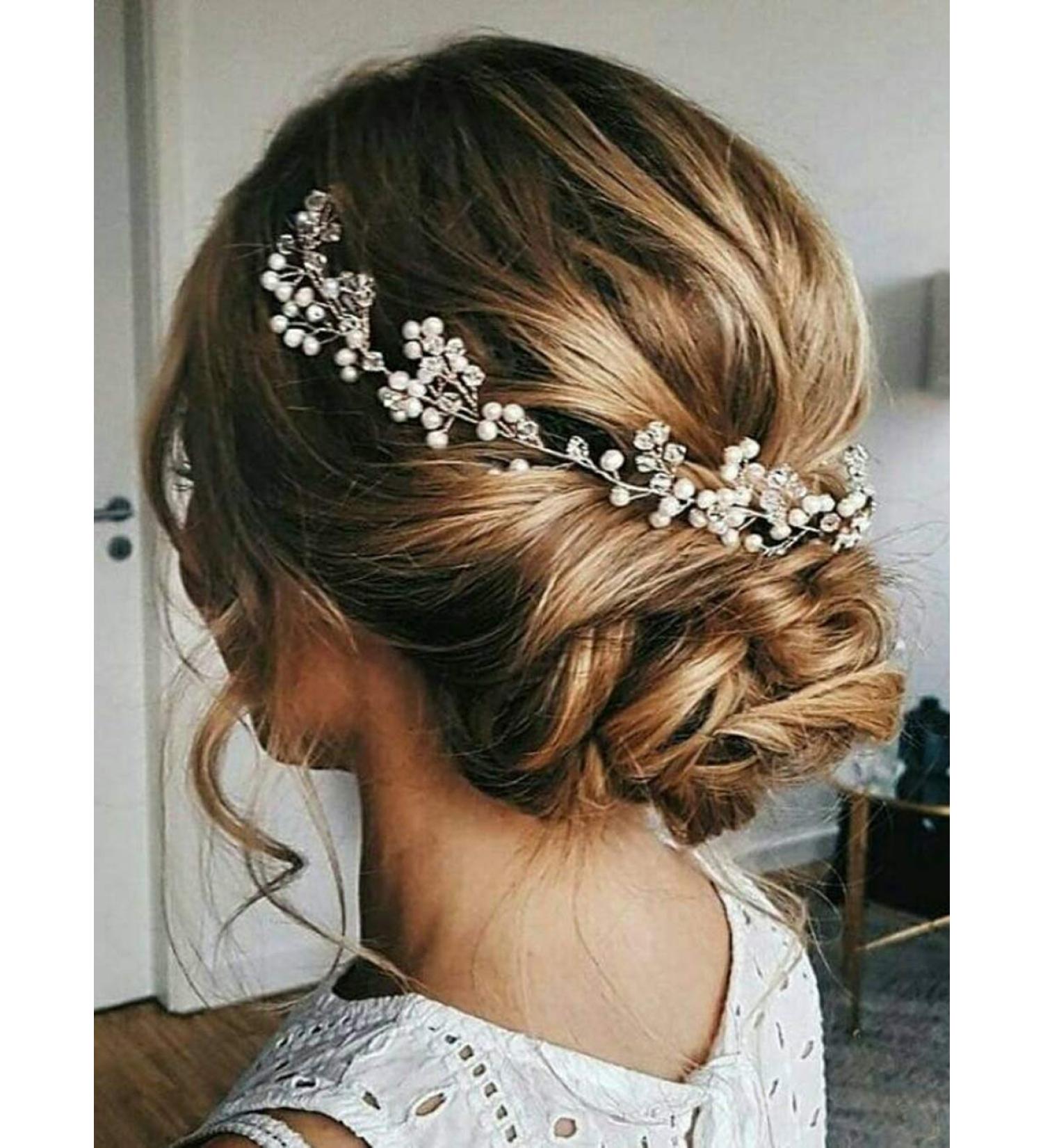 Aimimier Anglacesmade Bridal Hair Vine Pearl and Crystal Headband 11.8'' - Ideal for Bride, Bridesmaid, Prom, Festival - Women's Hair Jewelry - Buy Online on GoSupps.com