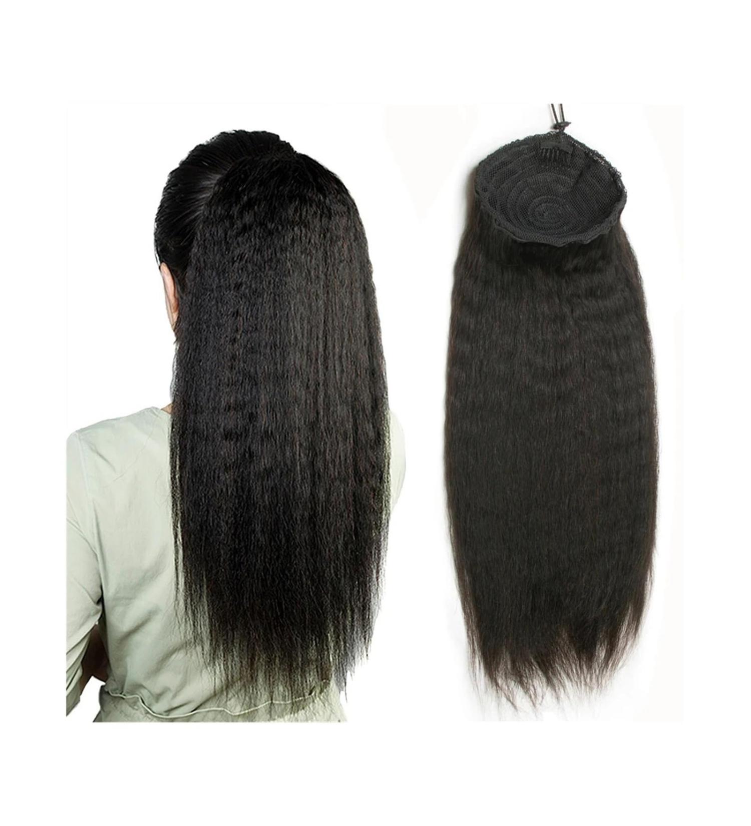Ponytail Extension Brazilian Remy Hair 14-26" Afro Kinky Straight Drawstring Ponytail Human Hair Extensions Clip In Kinky Straight Ponytail Extensions for Women Ponytail Hairpiece for Women (Color : 12inches 100g Kinky Straight - Buy Online on GoSupps.com