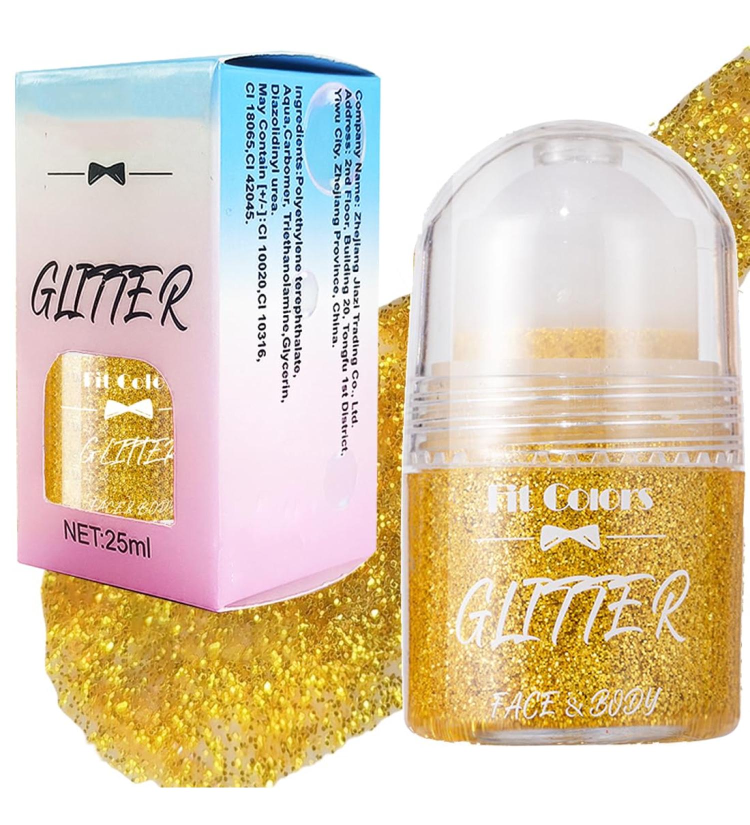  Eryndis Festival Glitter Liquid Gel Face Glitter Body Glitter Glitter Gold 25ml for Face Hair Lip Nails Permanent Makeup Accessory - Buy Online on GoSupps.com