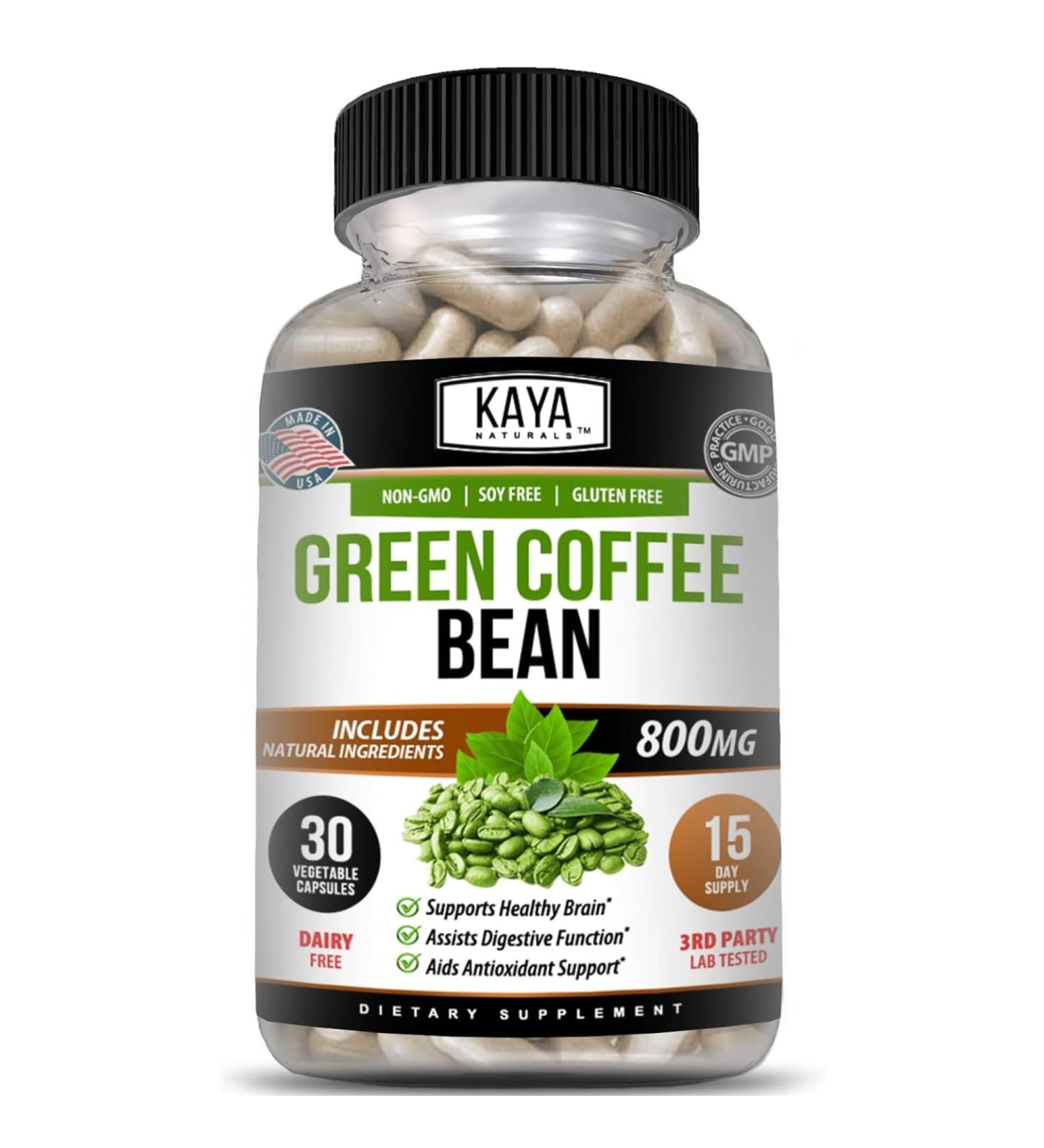 Kaya Naturals Green Coffee Bean Extract - Non-GMO Gluten-Free Supplement (30 Count (Pack of 1) - Buy Online on GoSupps.com