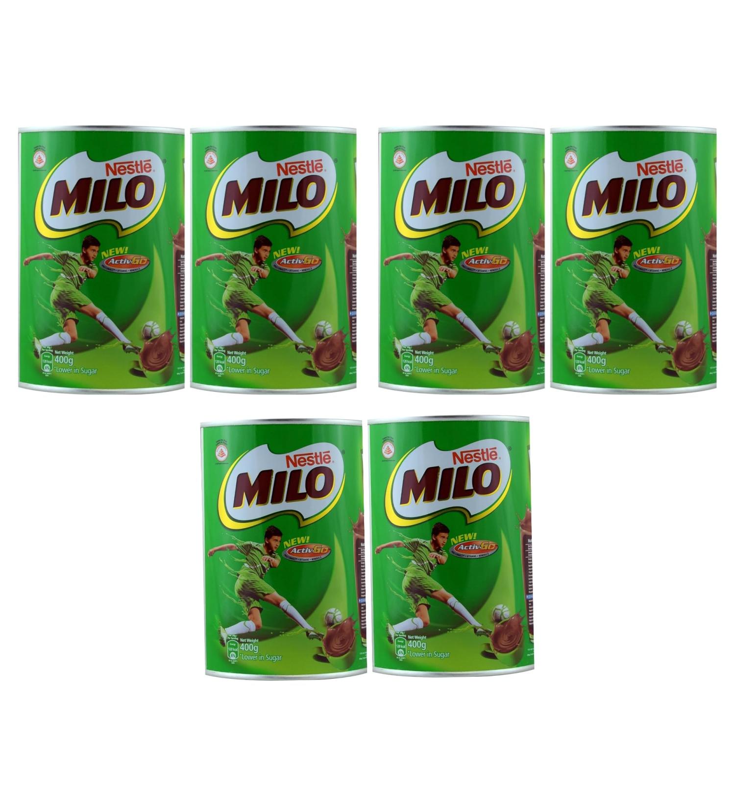 Milo Instant Malt Chocolate Drinking Powder Tin - 400g (Pack of 6) | Nourishing and Delicious Chocolate Malt Drink - Buy Online on GoSupps.com