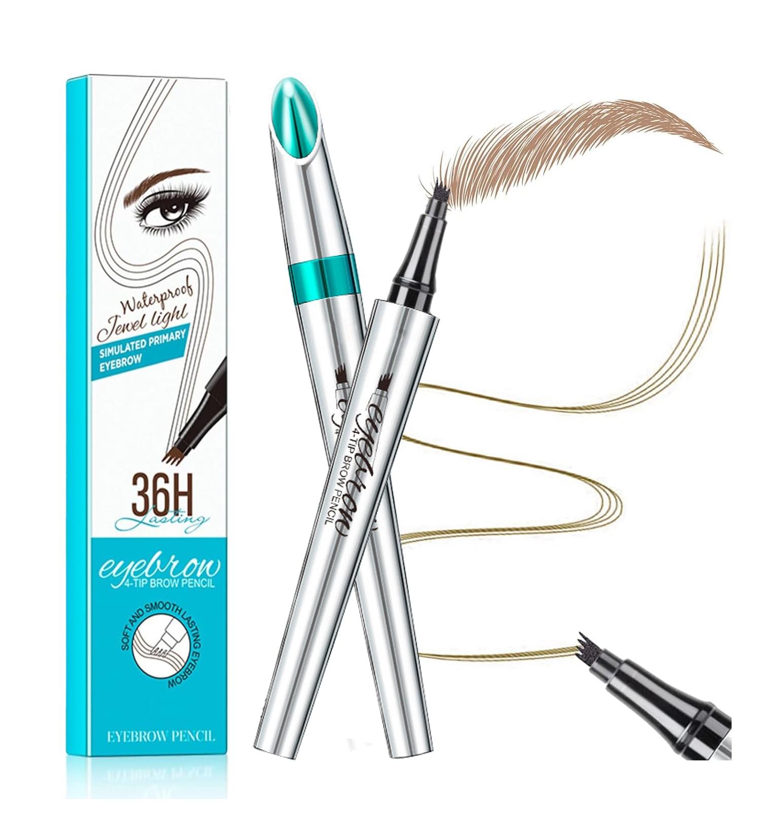 Long-Lasting Waterproof Eyebrow Pencil with 4 Tip Micro Head - Liquid Microblading Pen for Natural Brows (#1 Light Brown) - Shop Internationally! - Buy Online on GoSupps.com