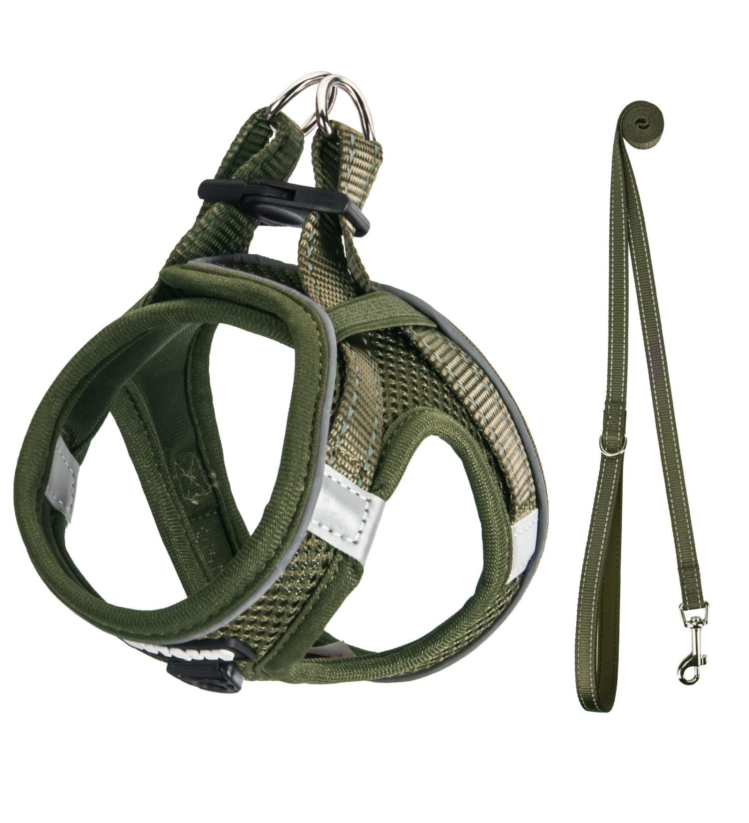 Buy UVTQSSP Olive Green Dog Harness for Small Dogs - Padded with Leash | Comfortable Puppy Harness - Buy Online on GoSupps.com