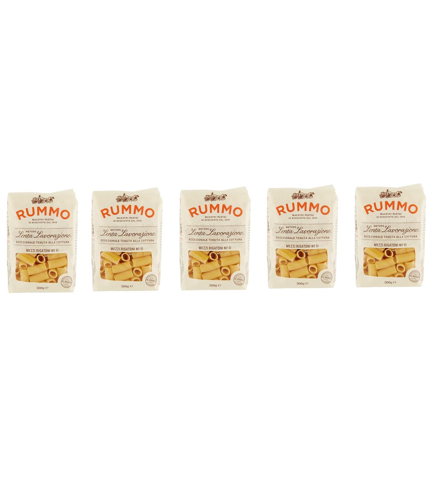  Rummo 5 x Rummo Mezzi Rigatoni No. 51 Slow Processing Hard Wheat Semolina Bronze 500 g - Buy Online on GoSupps.com