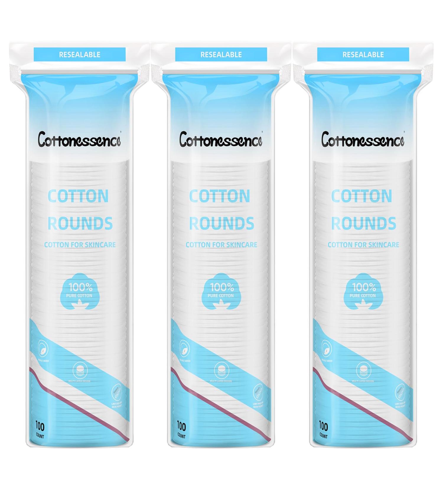 Cottonessence Cotton Rounds for Facial Cleansing and Nail Polish Removing 100% Pure Cotton Pad Hypoallergenic Makeup Remover Pad Multi-Layer Design Lint-Free - Buy Online on GoSupps.com