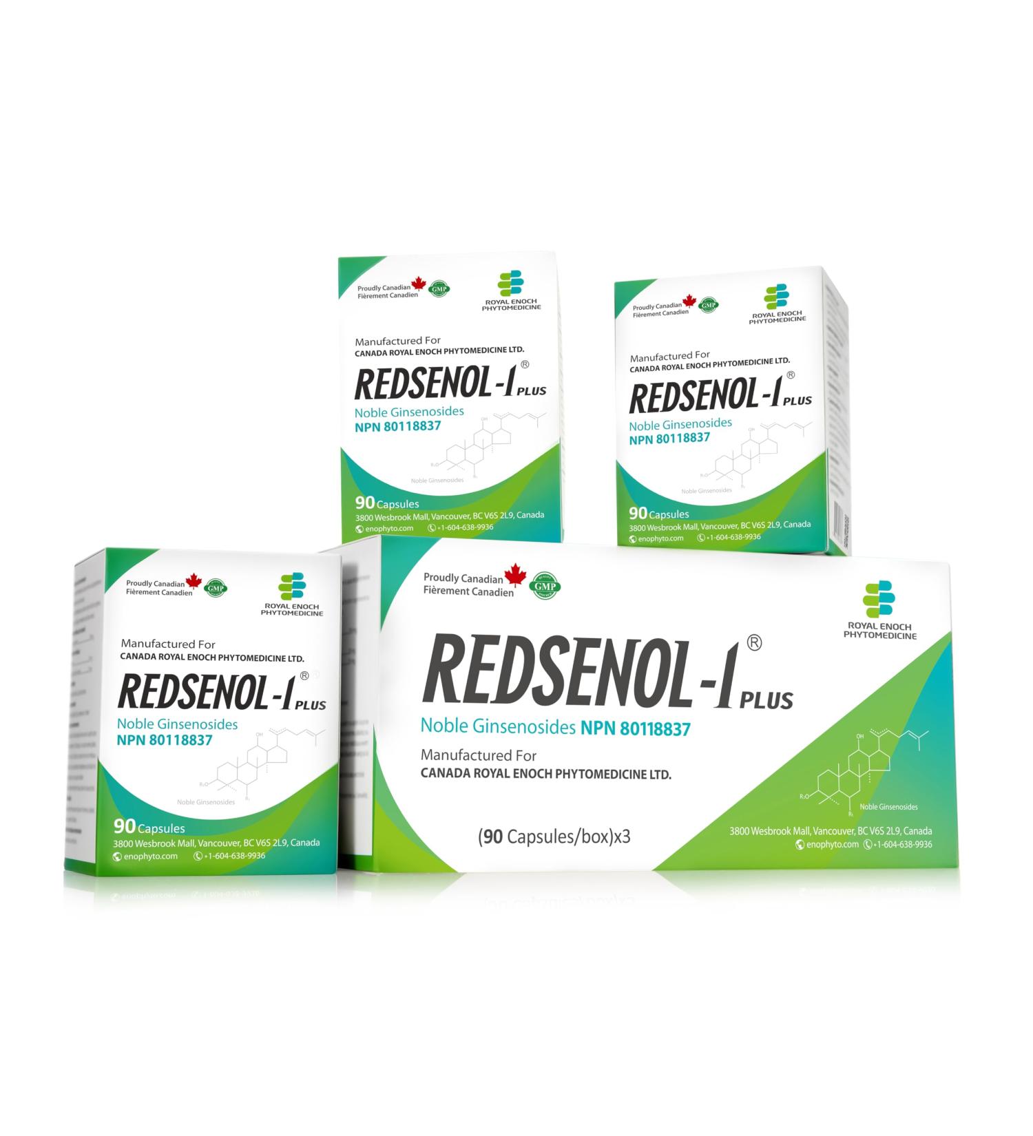 REDSENOL-1 Plus Highly Concentrated Ginseng Extract-Proprietary Formula with 20% Rare Noble Ginsenosides (Rg3 Rg5 Rh2 Supplement)-More Potent Than Traditional Red Ginseng Supplement-3 Boxes 90 Count (Pack of 3) - Buy Online on GoSupps.com