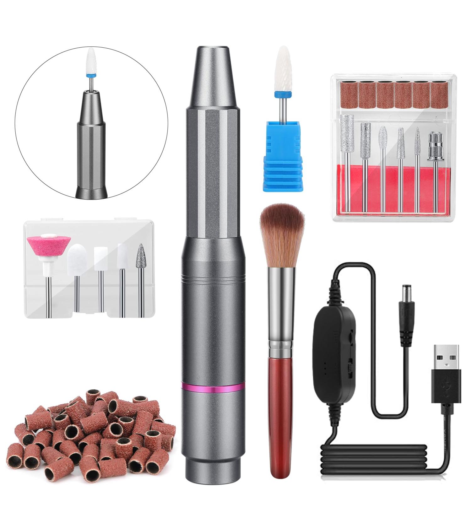 Buy Electric Nail Cutter Set | 12-in-1 Professional Manicure & Pedicure Kit | 25000 RPM Nail File for DIY Acrylic Nails & Callus Removal - Buy Online on GoSupps.com