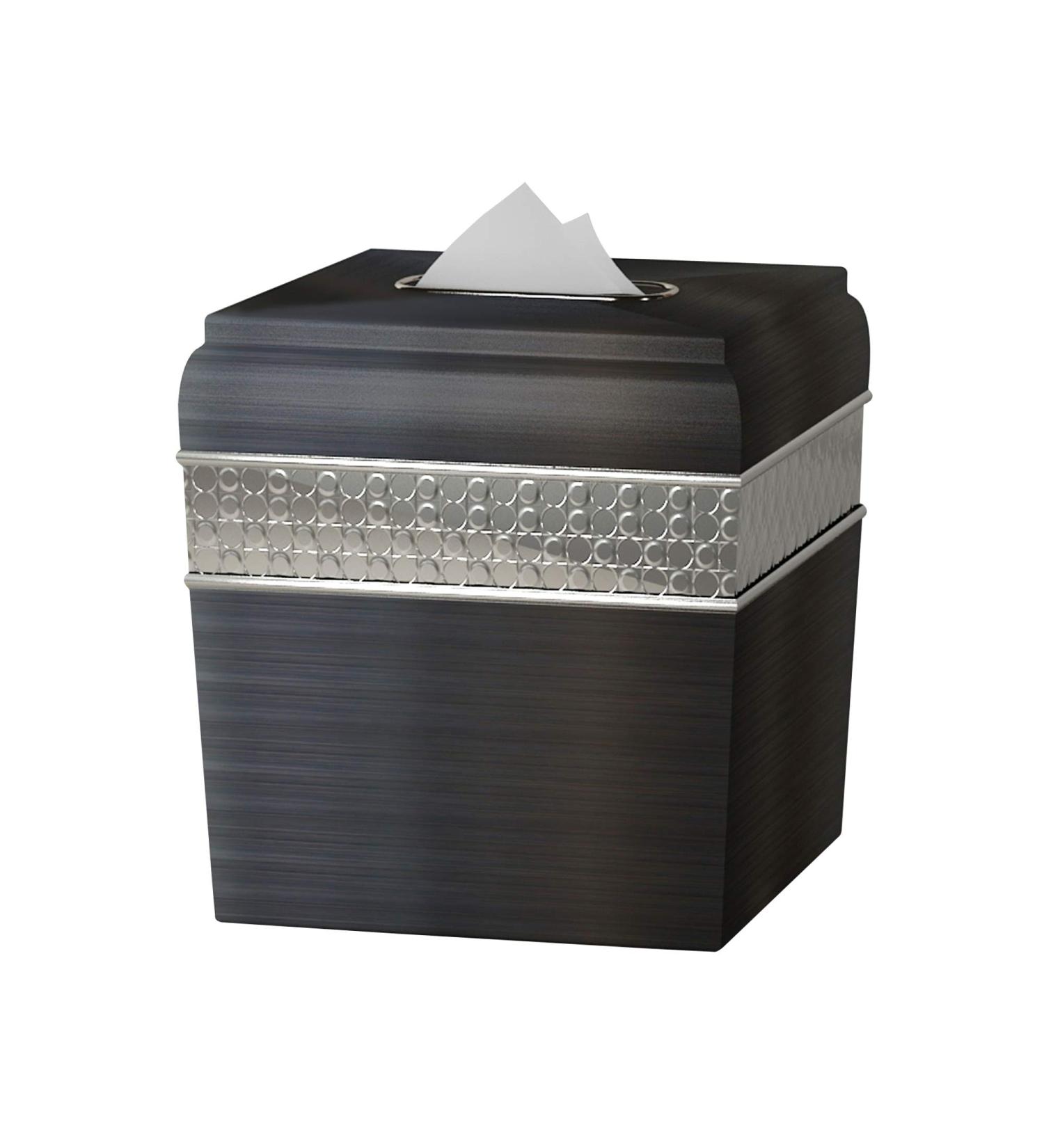 Nu Steel Flannel Mod Stainless Steel Tissue Box Cover - Bronze Finish | Bathroom Vanity & Bedroom Decor - 5.7L x 5.7W x 5.9H - Buy Online on GoSupps.com