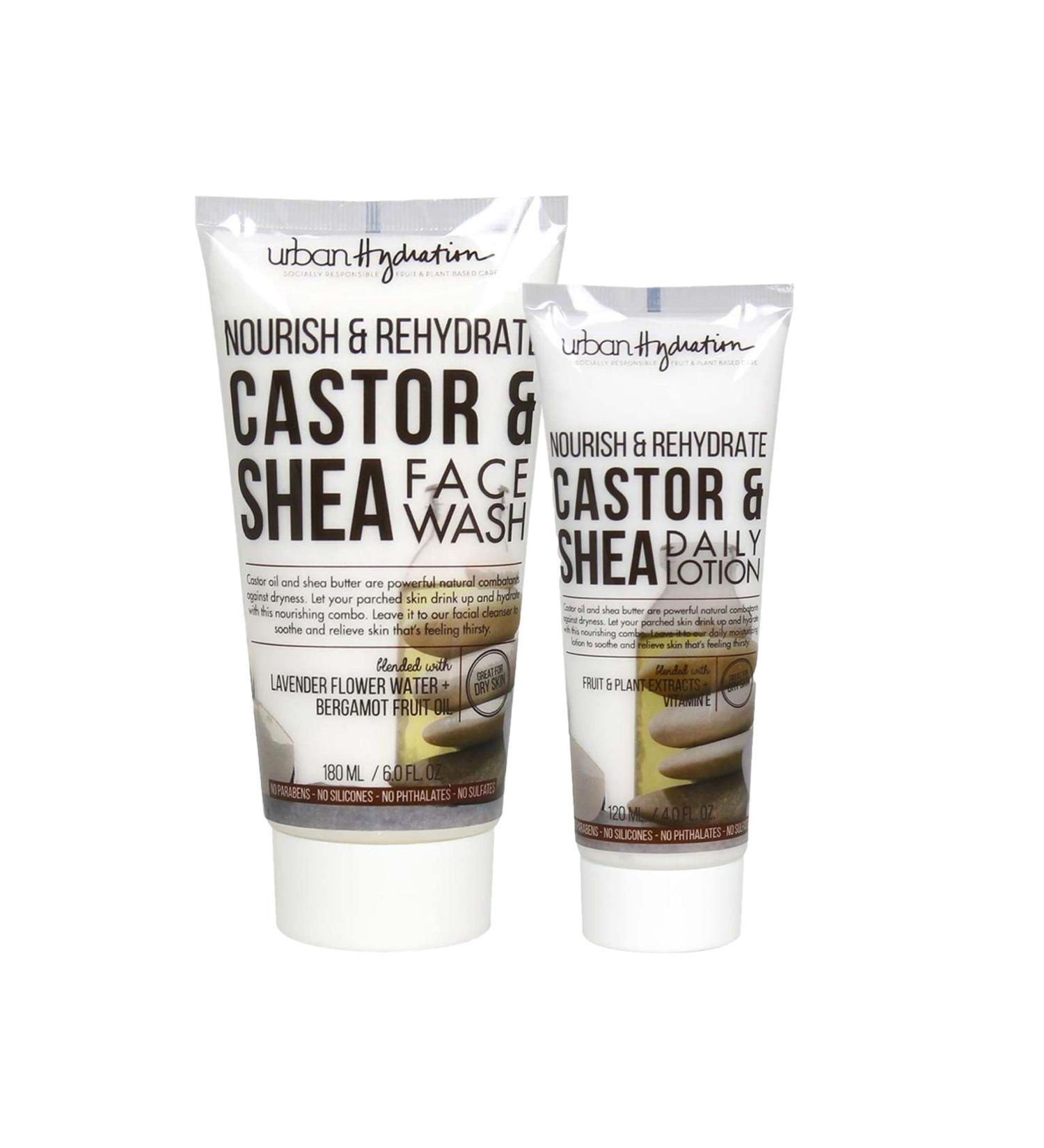 Urban Hydration Castor & Shea Face Cleanser & Lotion Duo | Hydrates Cleanses Evens Skin Tone | All Skin Types | Glow & Smooth Finish - Buy Online on GoSupps.com