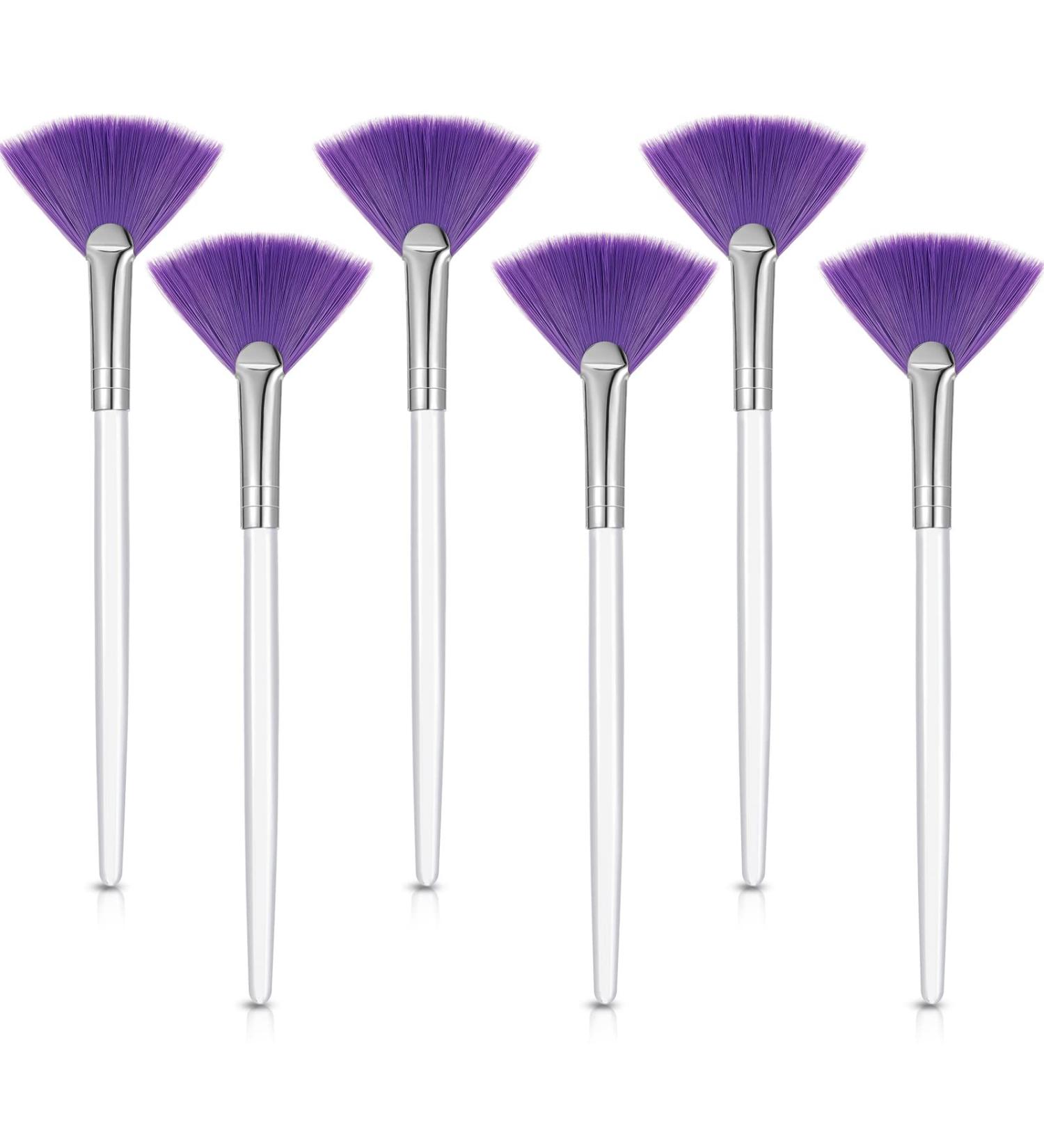 6 Pieces Fan Mask Brushes Soft Fan Facial Mask Applicator Tools Brush Makeup Brushes Cosmetic Tools with Handle for Peel Mask Makeup Women Girls (Purple Hair) - Buy Online on GoSupps.com