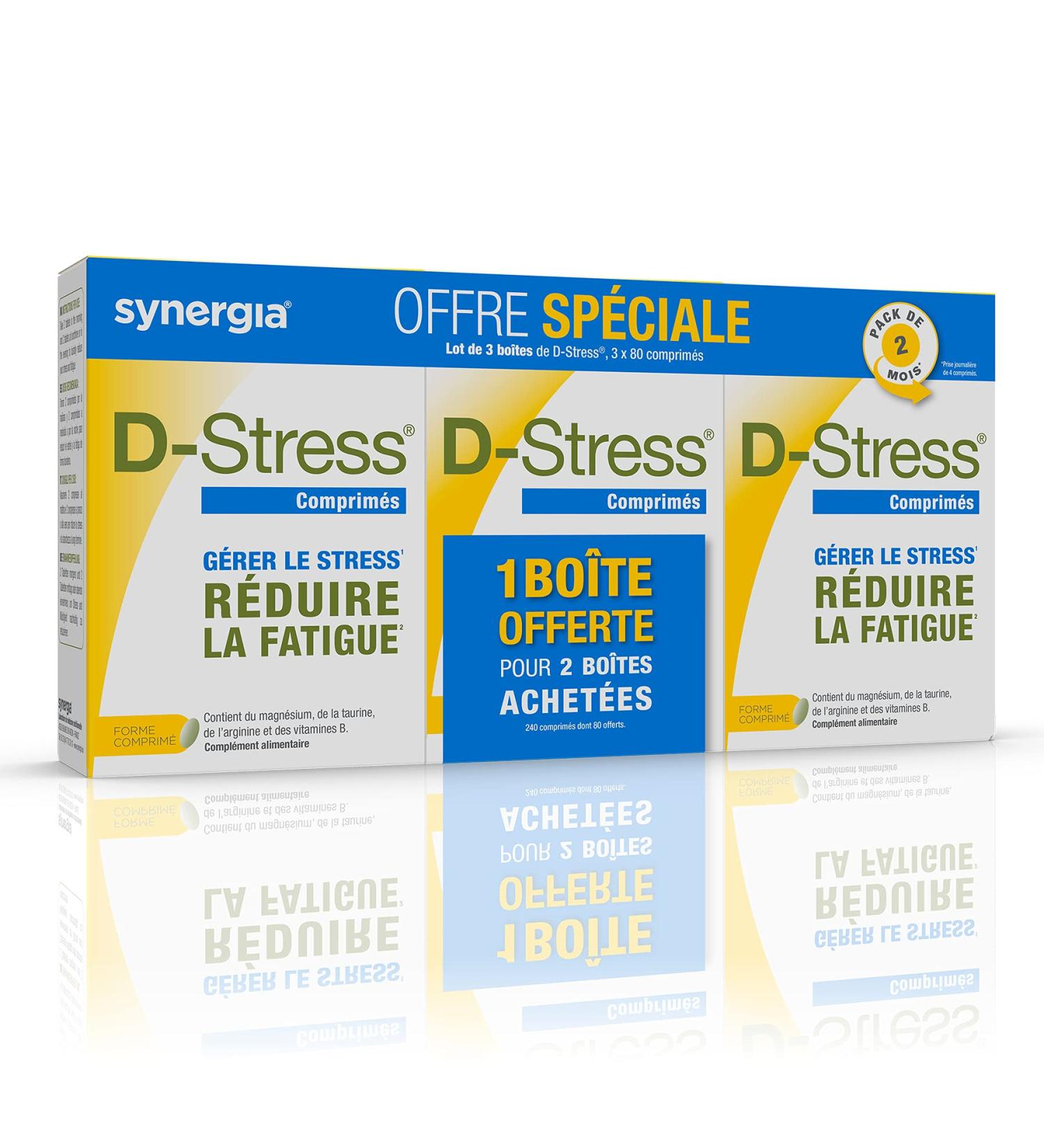 D-STRESS Tablets Pack of 3 Boxes Including 1 Box | 3rd Generation Magnesium + Taurine + Arginine + B Vitamins | Manages Daily Stress and Reduces Fatigue | Lab Synergia - Buy Online on GoSupps.com