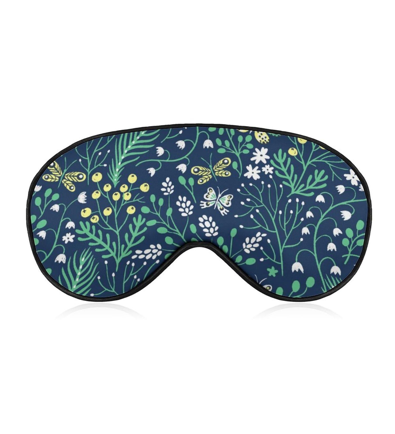 Summer Herbs and Butterflies Sleep Mask - Adjustable Strap, Light Blocking Eye Cover for Night Travel - Men's and Women's Blindfold for Sleeping and Napping - Buy Online on GoSupps.com