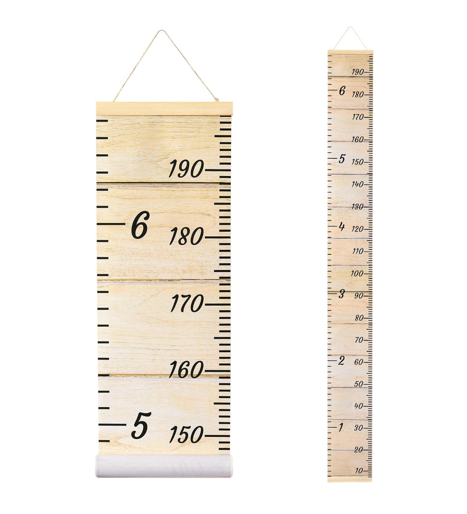 MHJY Kids Height Chart - Wooden Ruler Growth Measurement Wall Decor for Boys and Girls - 7.9'' x 79'' Canvas Height Measure Chart - Nursery Bedroom Decor - Buy Online on GoSupps.com