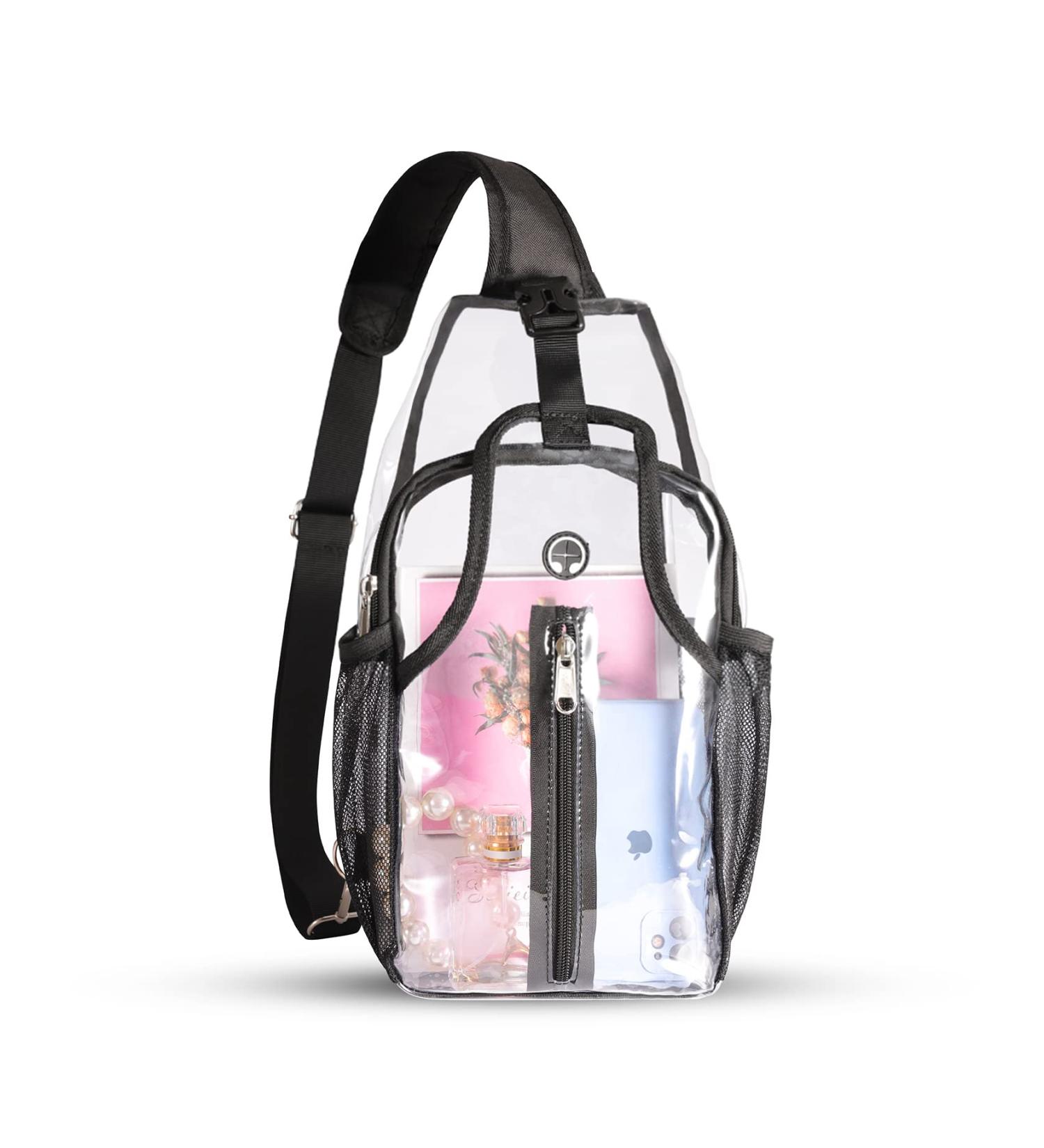 Mildbeer Small Clear Sling Bag - Stadium Approved Transparent Bag for Concerts, Festivals, Sports Games & Work - Black - Buy Online on GoSupps.com