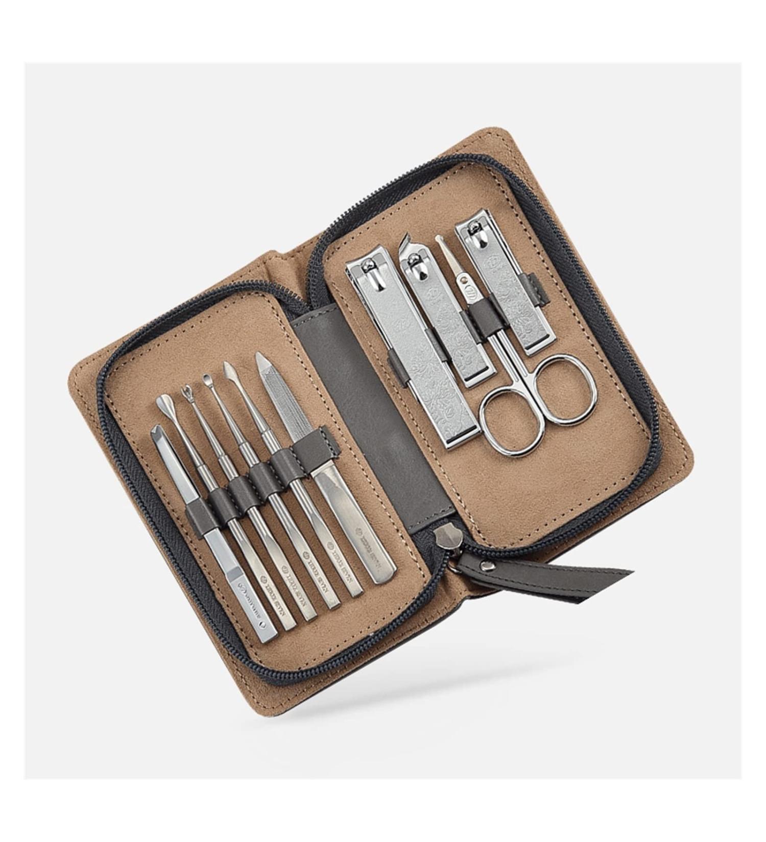 Nail Clippers Set Nail Clippers Adult Nail Care Tools Manicure Set 10 in 1 Stainless Steel Repair Kit with Brown Leather Travel Nail Set - Buy Online on GoSupps.com