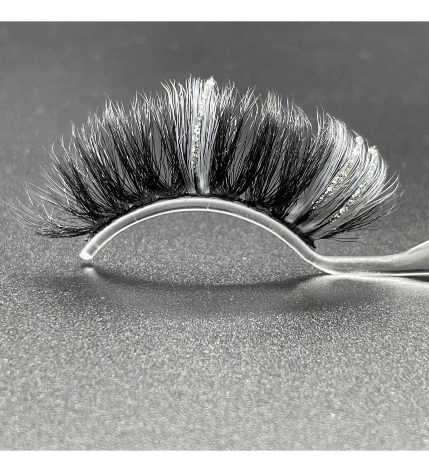 Miss Kiss MIAMI White Silver Glitter Cat Eye False Eyelashes - 20MM 3D Natural Look Makeup Women - Buy Online on GoSupps.com