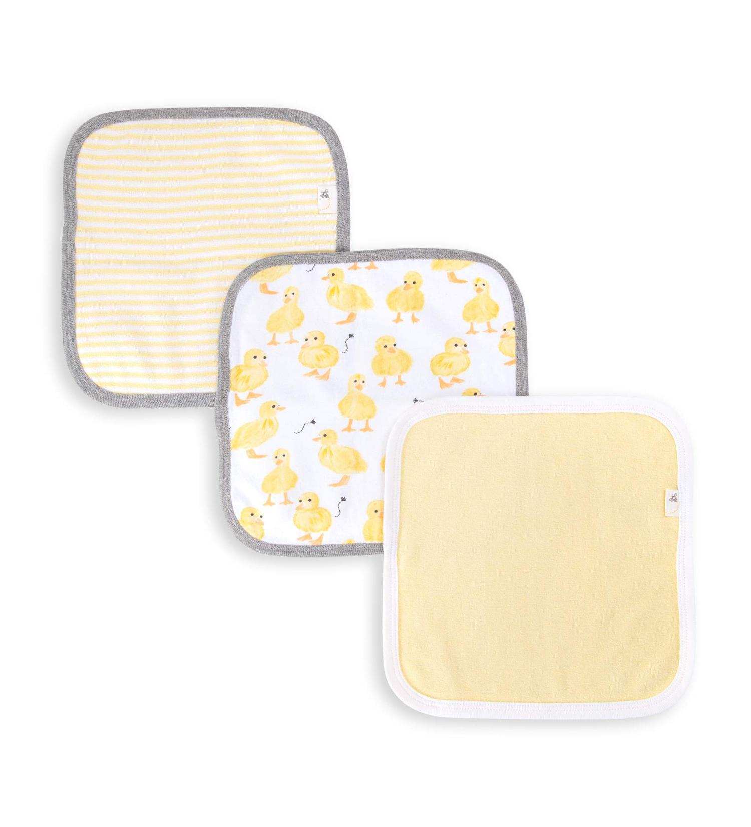 Burt's Bees Baby Washcloths 3-Pack - Absorbent Knit Terry | Super Soft 100% Organic Cotton - Little Ducks - Buy Online on GoSupps.com