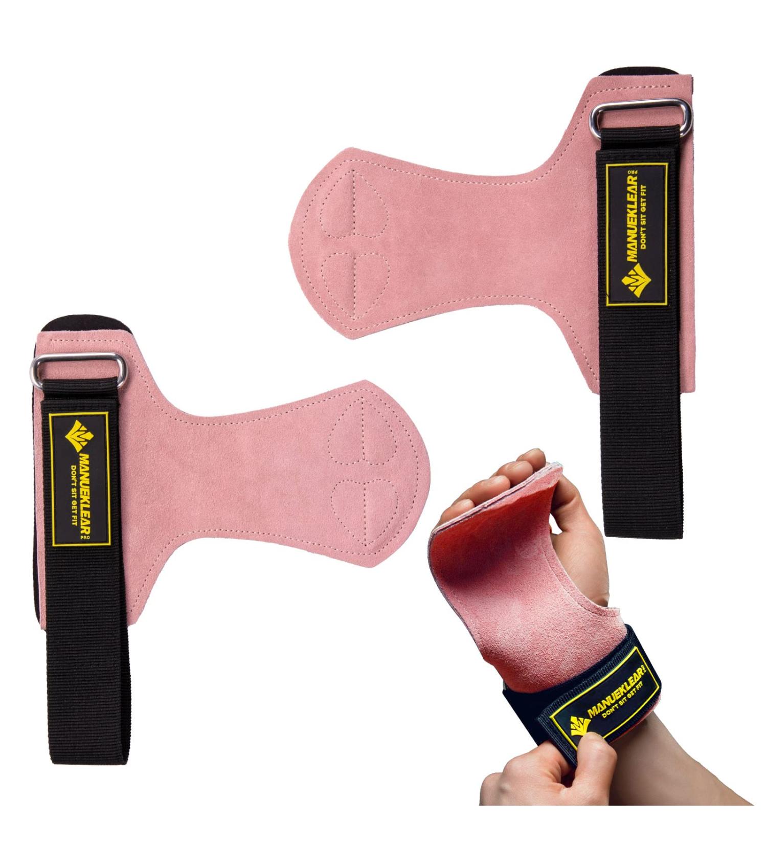 Manueklear Pink Leather Weightlifting Wrist Straps for Deadlifts & Powerlifting - Men/Women - Buy Online on GoSupps.com