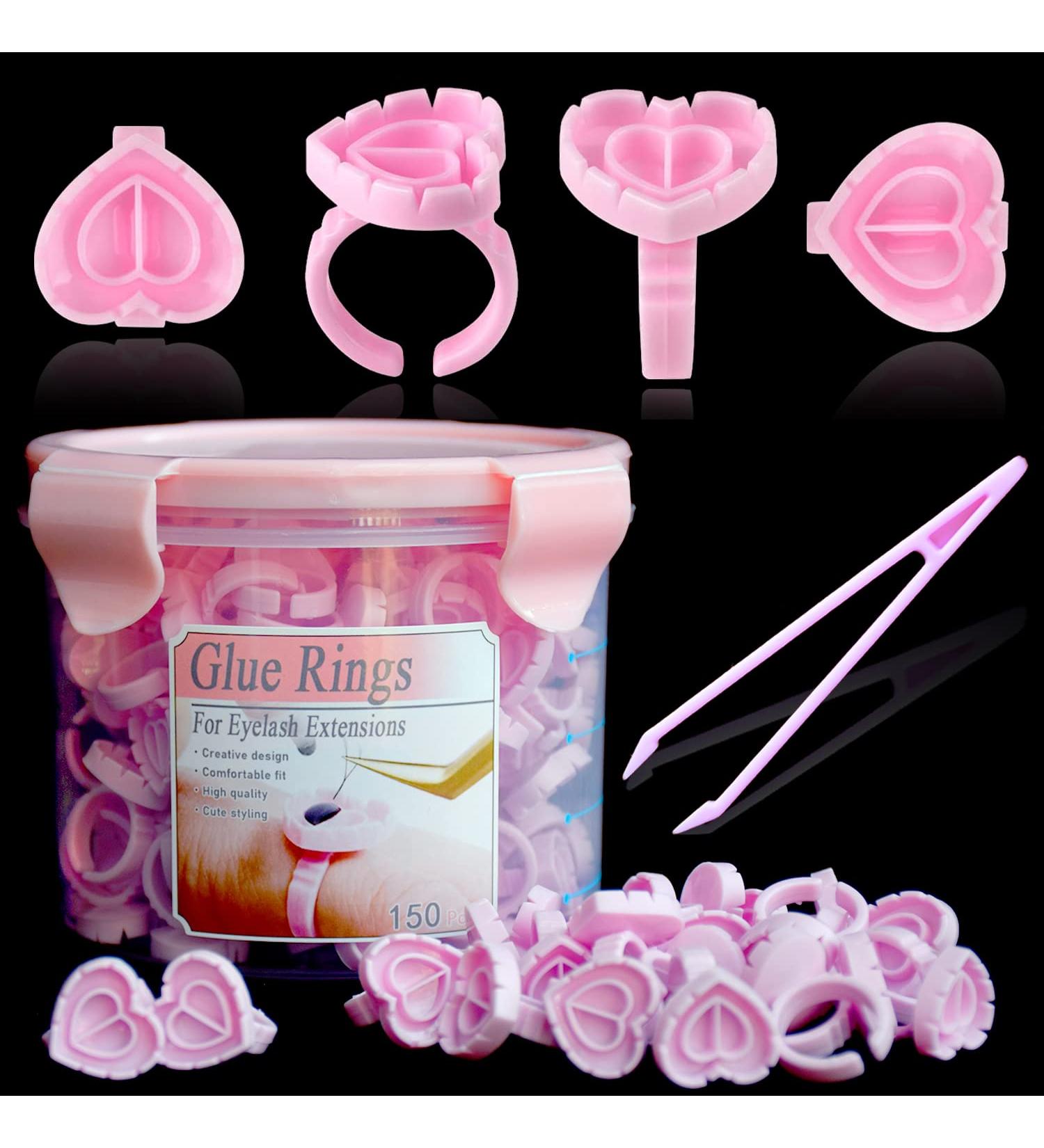 150 Pcs Disposable Glue Rings for Eyelash Extensions - Lovely Heart Shape Blossom Cups - Lash Extension Supplies - Buy Online on GoSupps.com